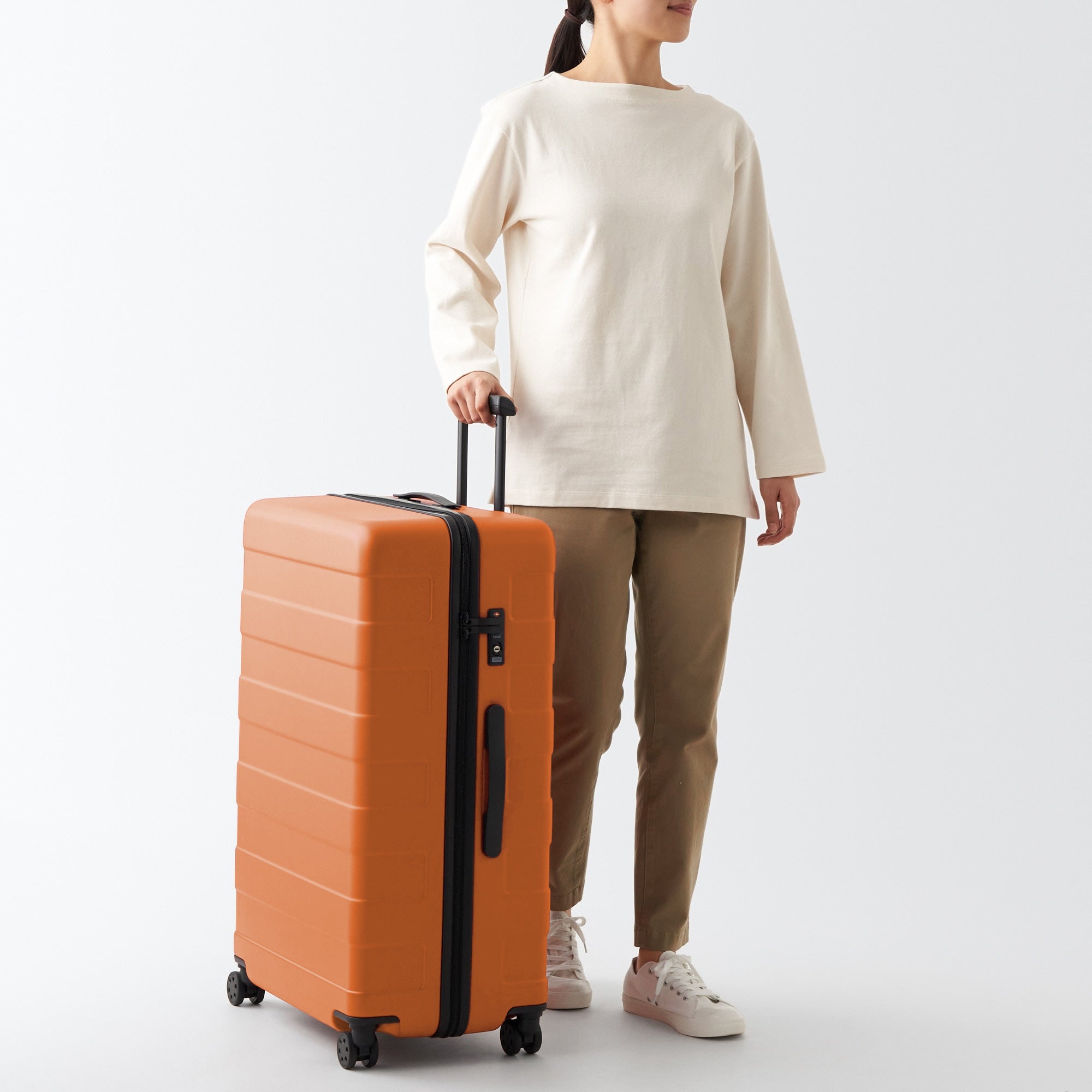 Adjustable Handle Hard Shell Suitcase 105L - Smoky Orange | Check-In