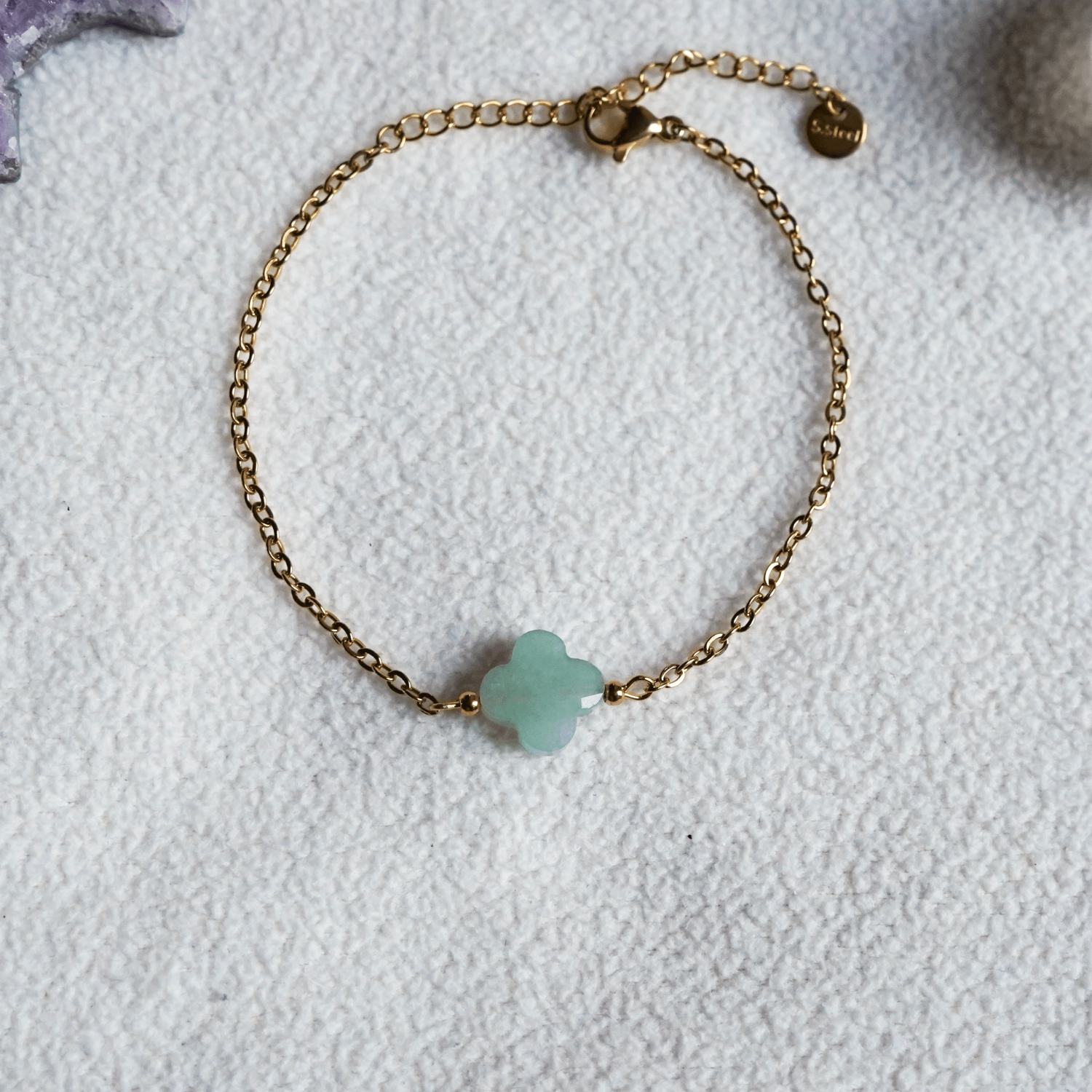 Keep Up Hope Green Aventurine Clover Bracelet