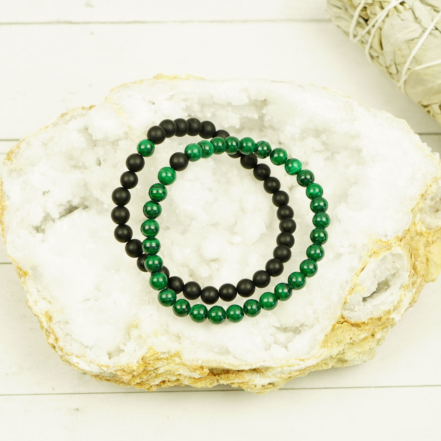 Emotional Balance & Protection Malachite & Black Onyx Bracelets