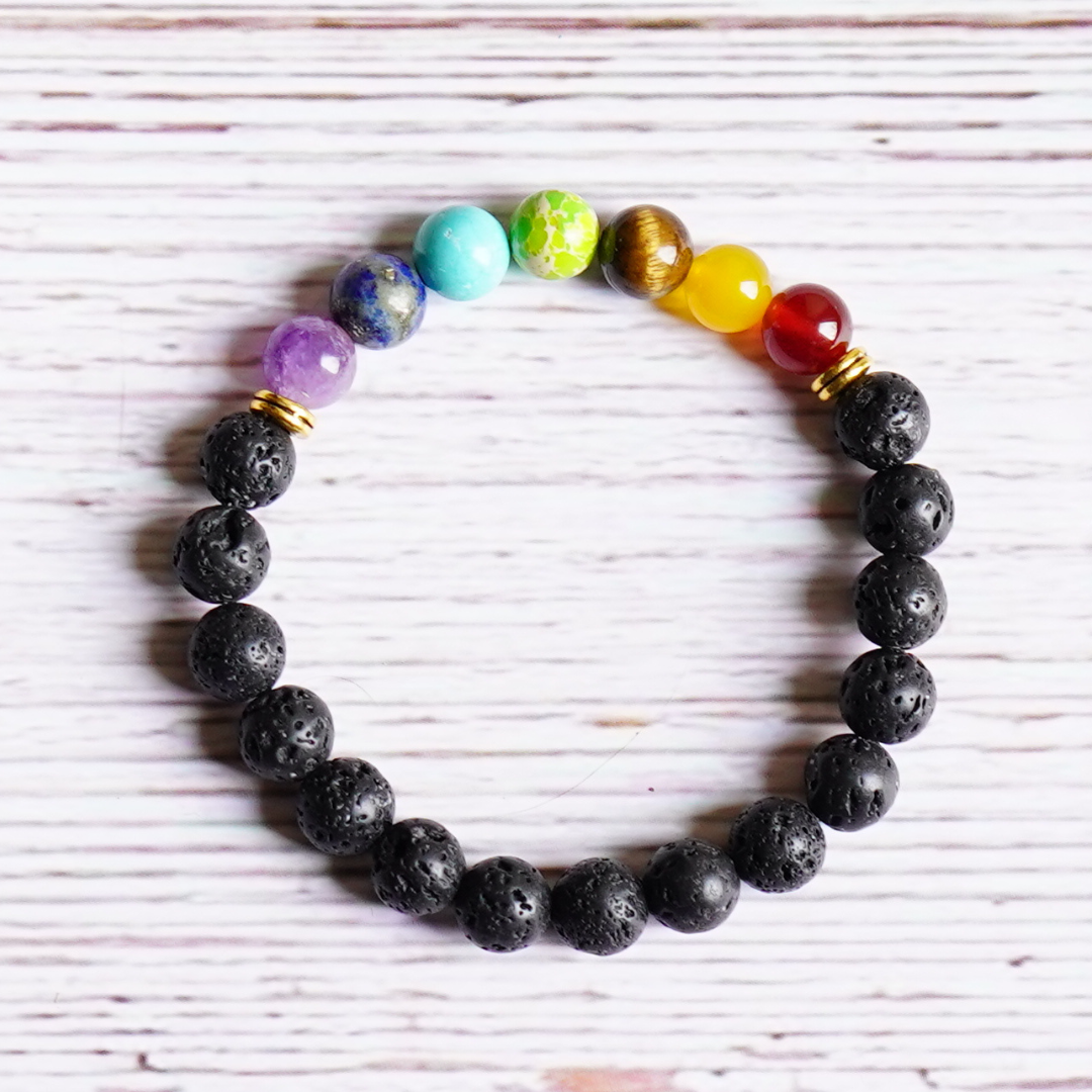 7 Chakra Lava Stone Ethereal Energy Bracelet - All Blessings