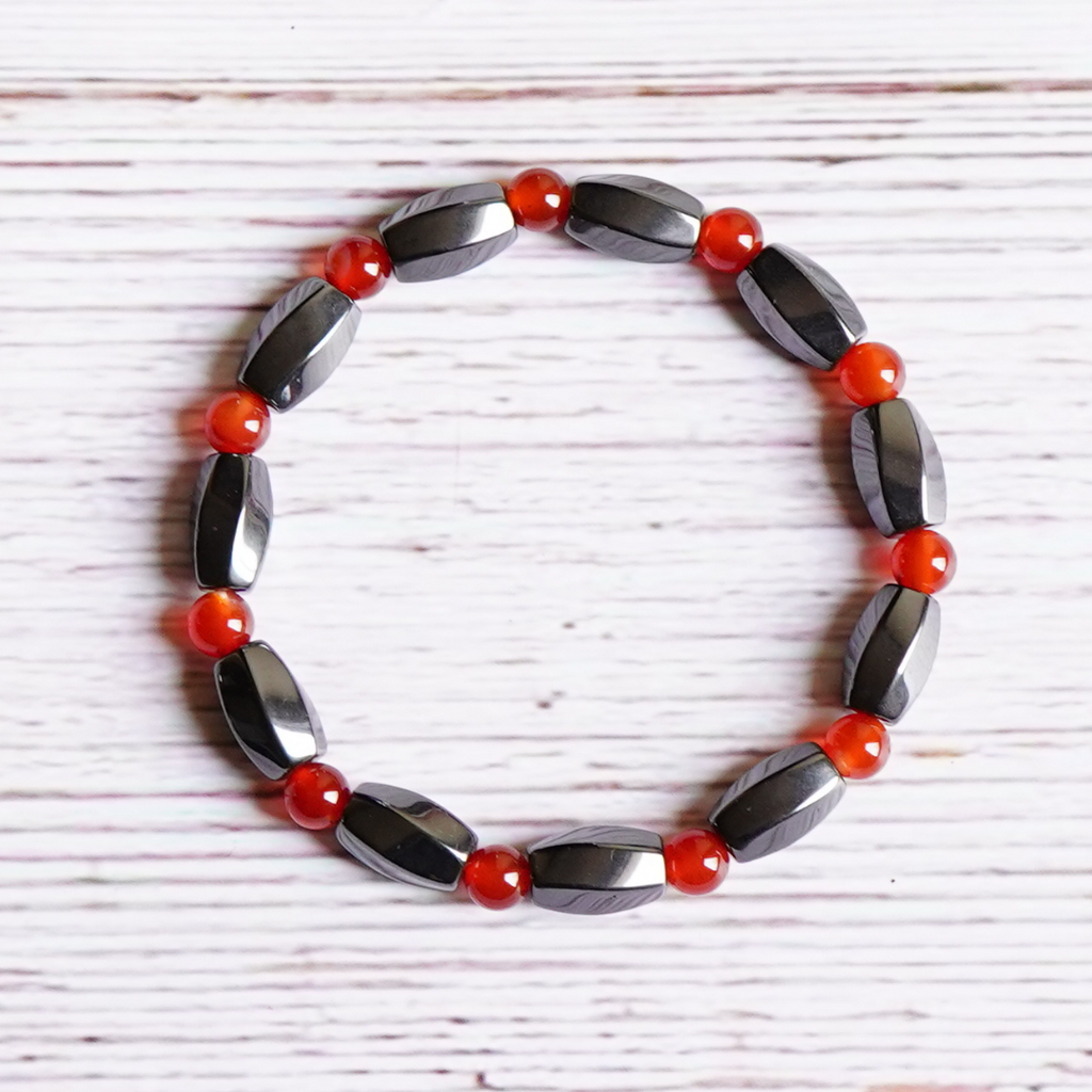 Magnetic Therapy Bracelet Black and Fire Engine Red