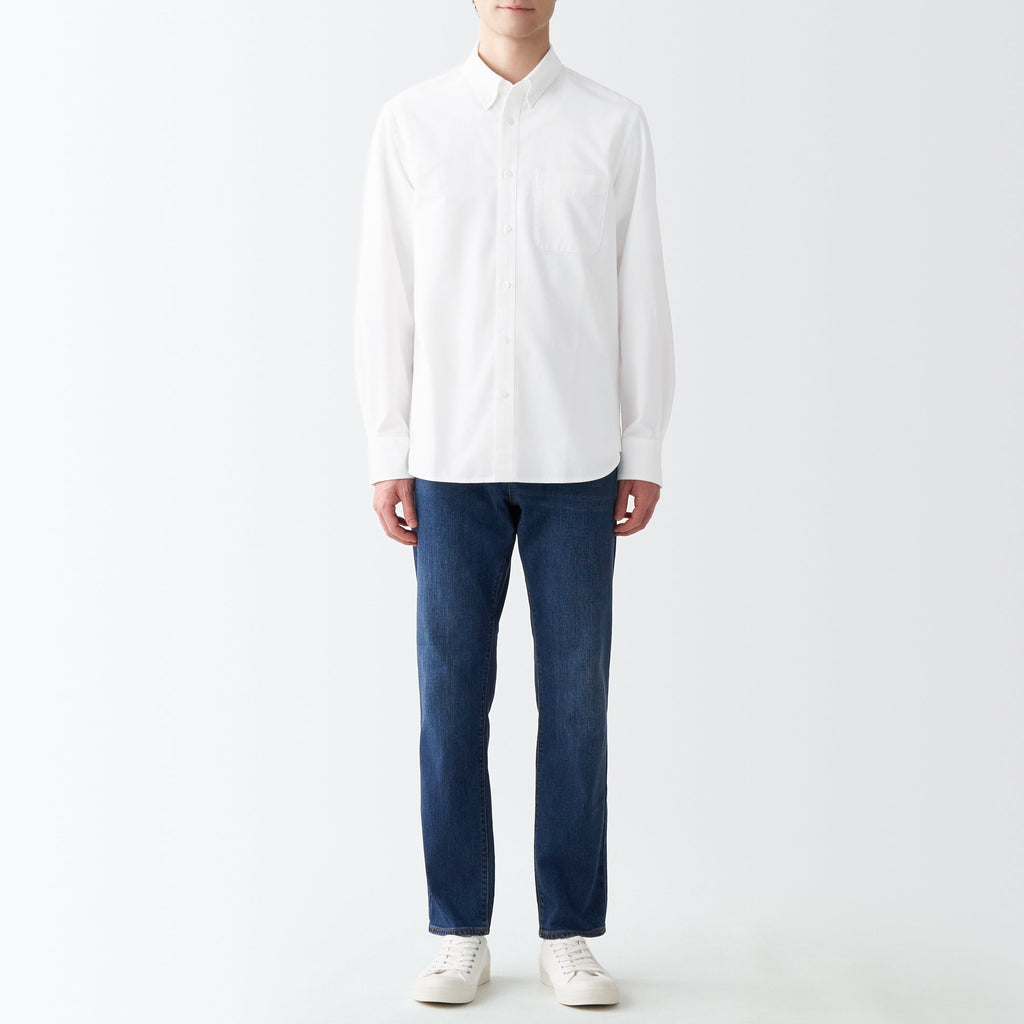 Men's Washed Oxford Collared Long Sleeve Button Down Shirt
