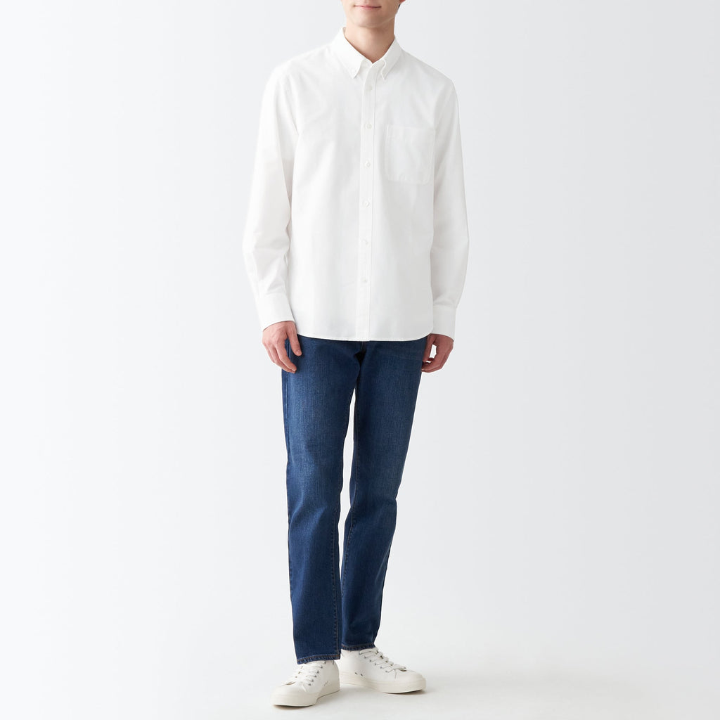 Men's Washed Oxford Collared Long Sleeve Button Down Shirt