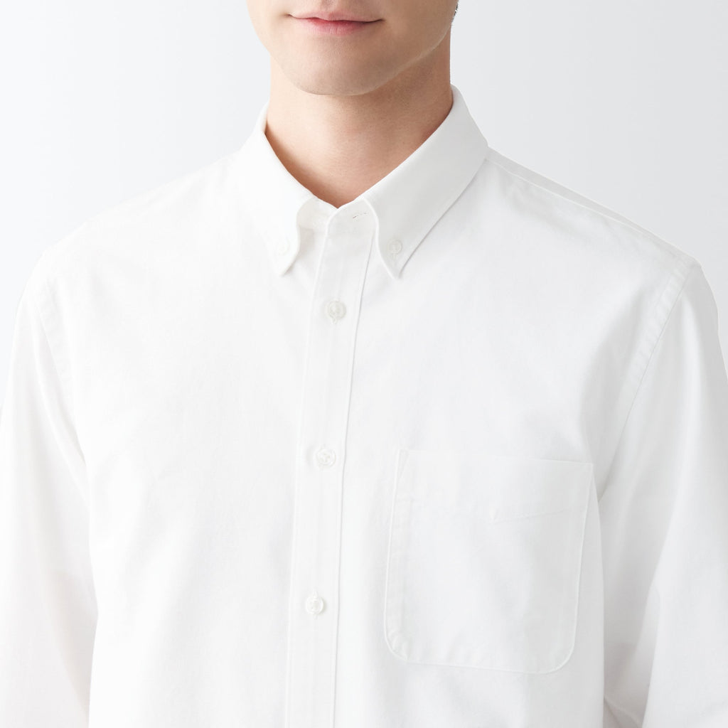 Men's Washed Oxford Collared Long Sleeve Button Down Shirt
