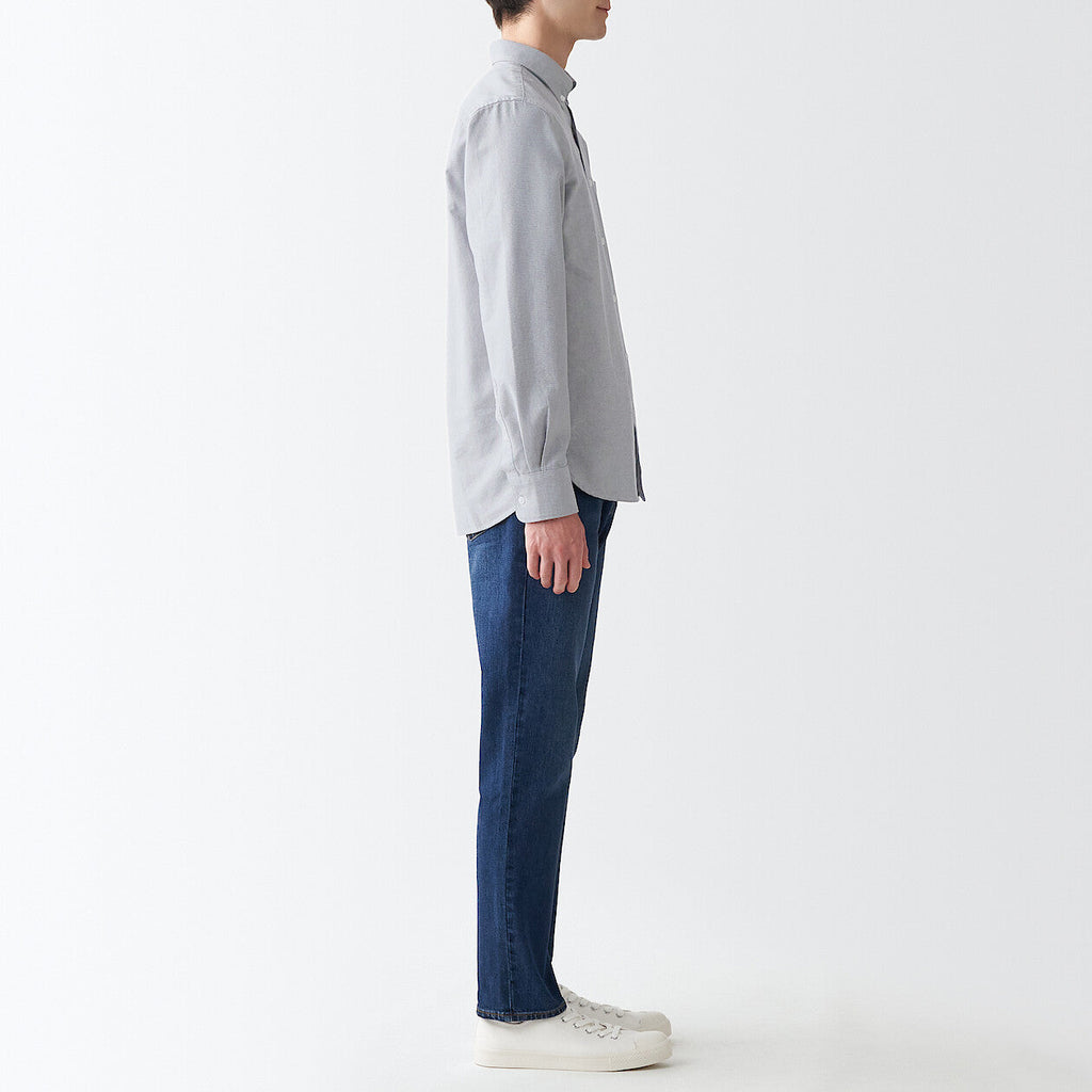 Men's Washed Oxford Collared Long Sleeve Button Down Shirt