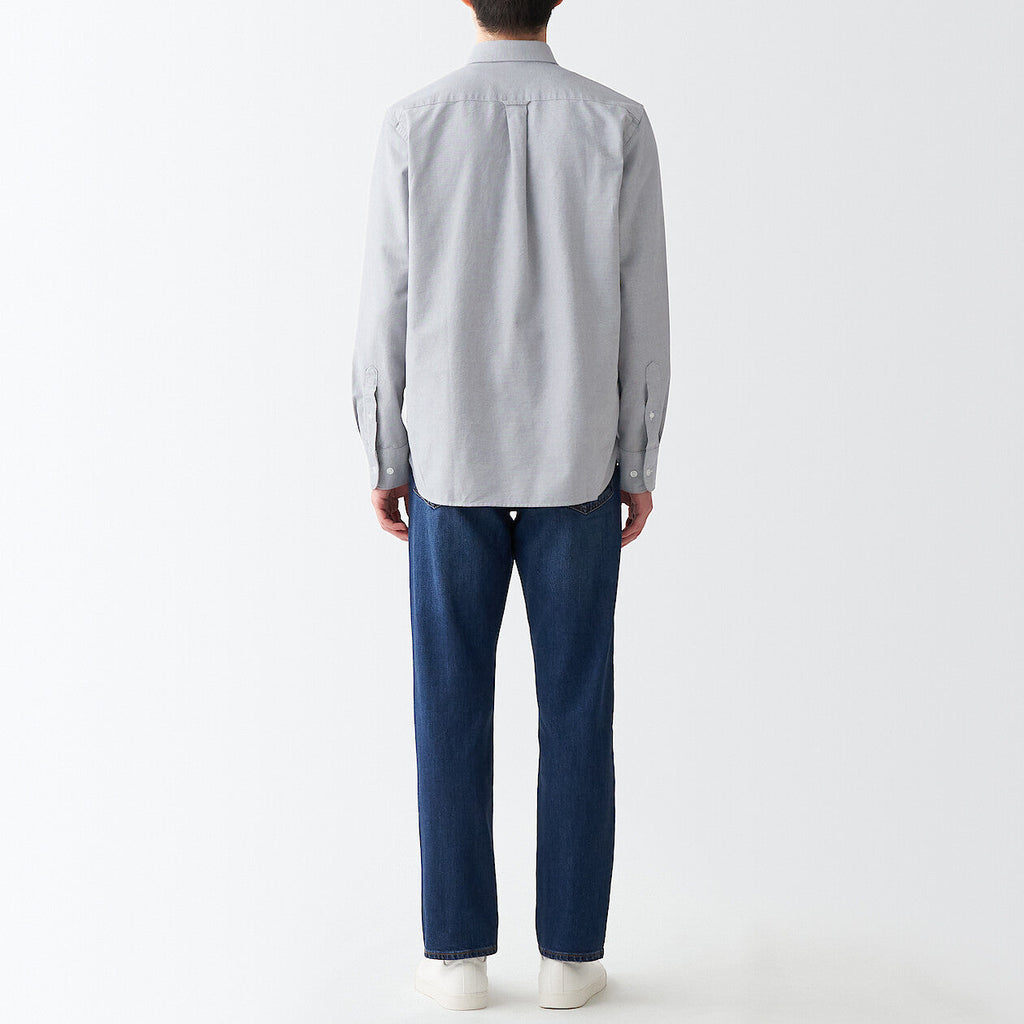 Men's Washed Oxford Collared Long Sleeve Button Down Shirt