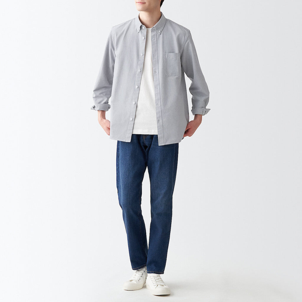 Men's Washed Oxford Collared Long Sleeve Button Down Shirt