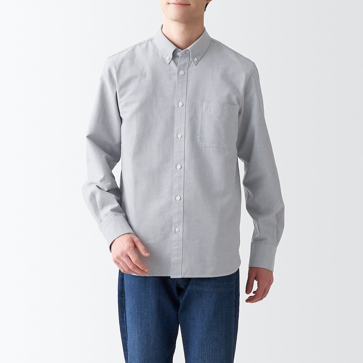 Men's Washed Oxford Collared Long Sleeve Button Down Shirt