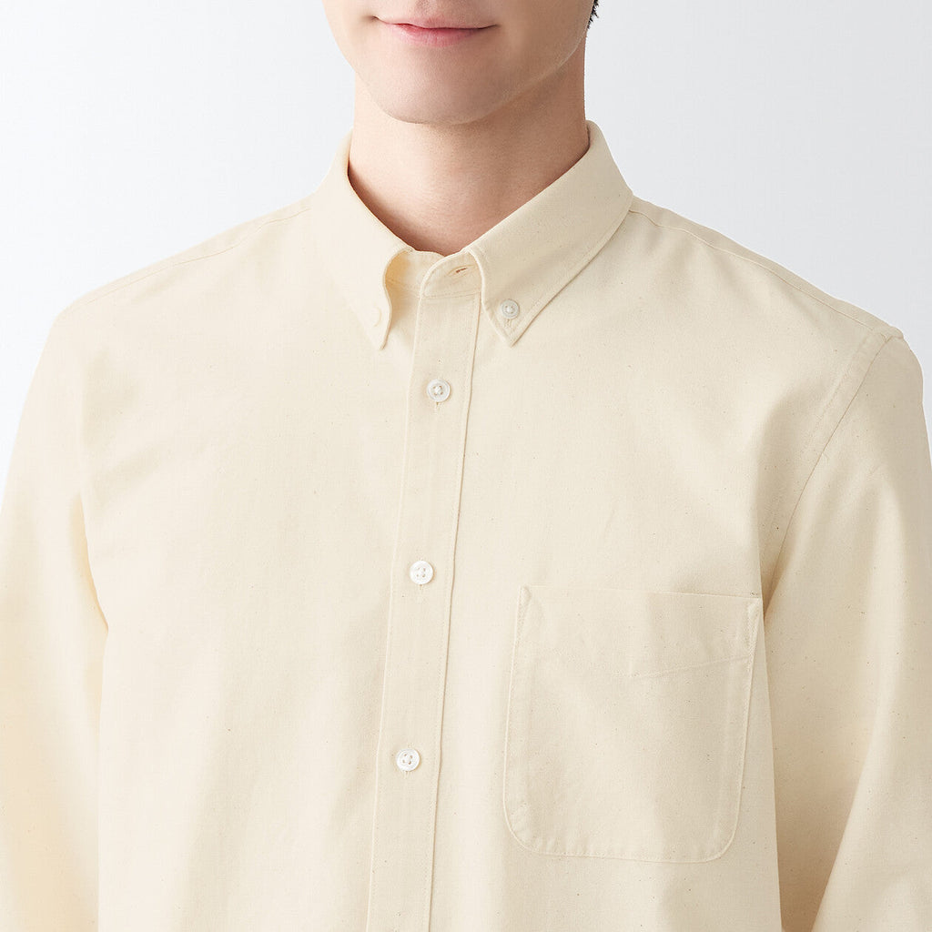 Men's Washed Oxford Collared Long Sleeve Button Down Shirt