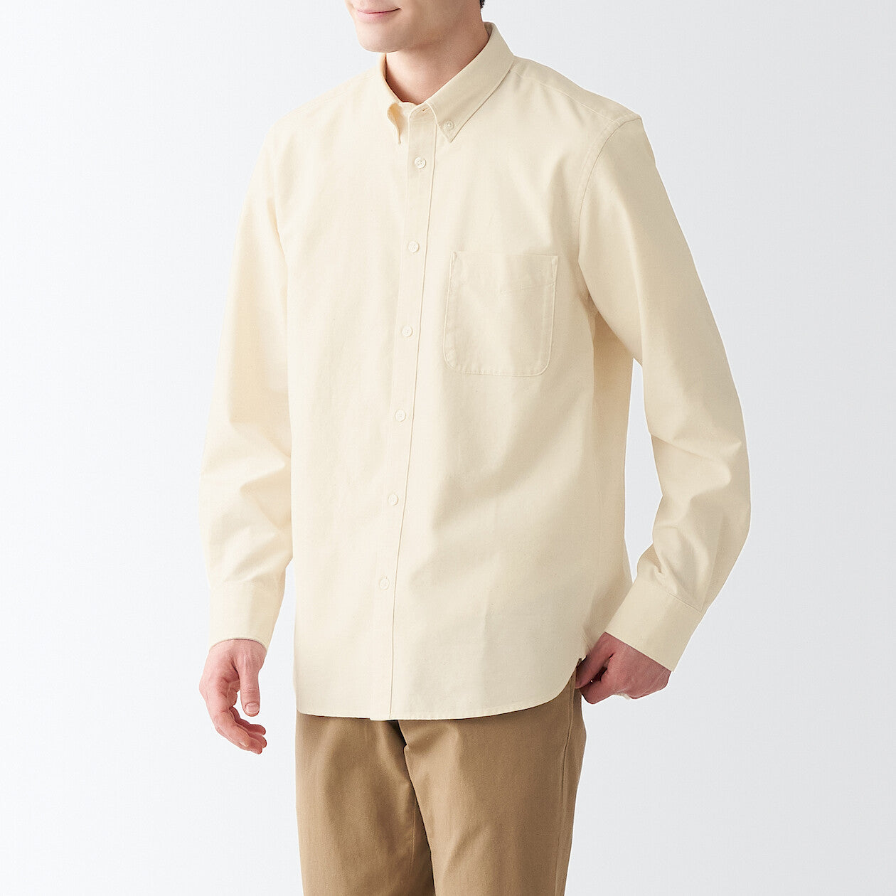 Men's Washed Oxford Collared Long Sleeve Button Down Shirt