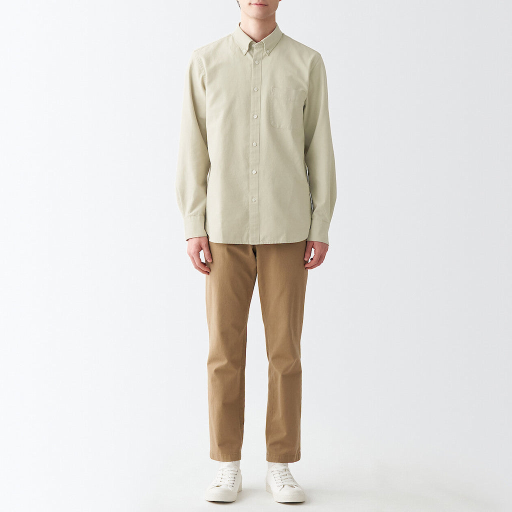 Men's Washed Oxford Collared Long Sleeve Button Down Shirt