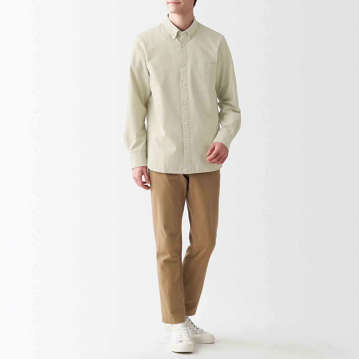Men's Washed Oxford Collared Long Sleeve Button Down Shirt