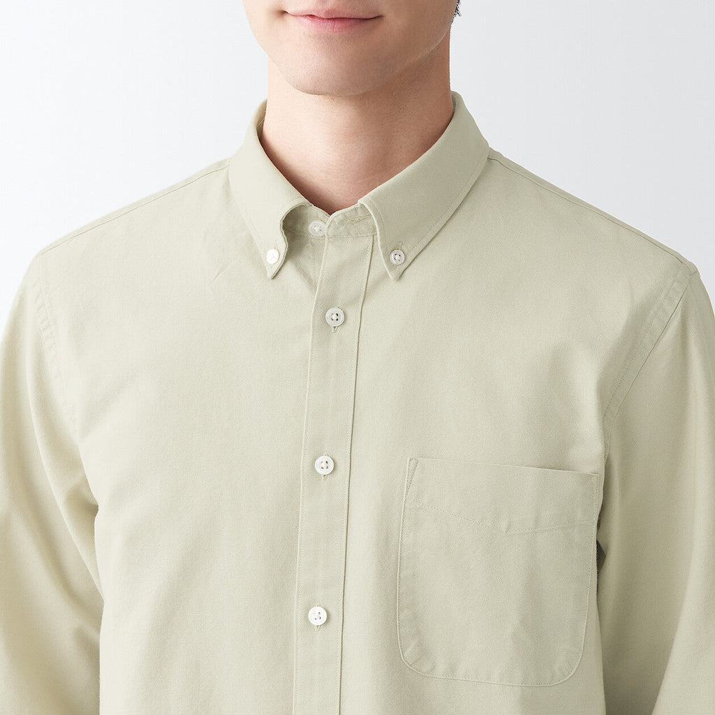 Men's Washed Oxford Collared Long Sleeve Button Down Shirt