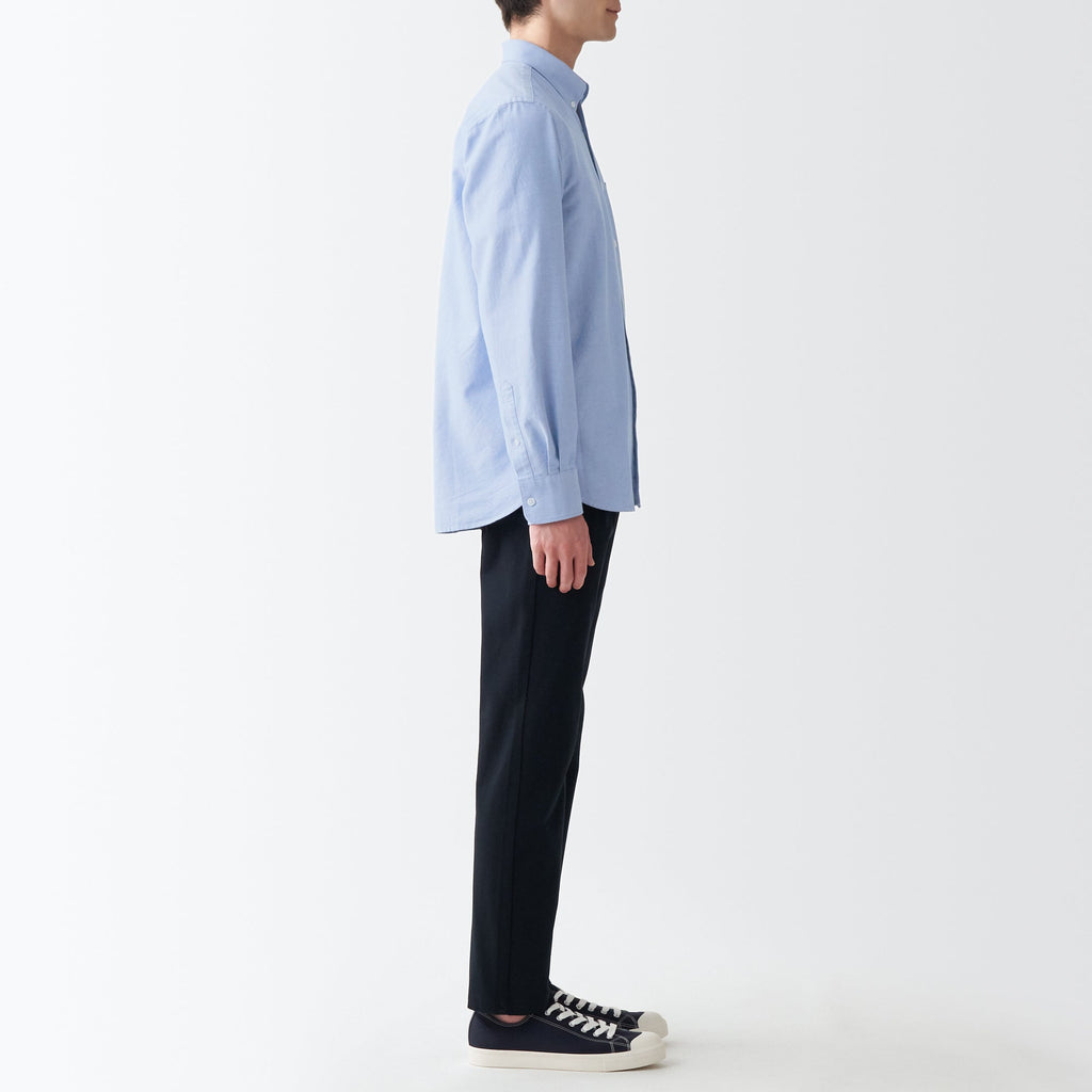 Men's Washed Oxford Collared Long Sleeve Button Down Shirt