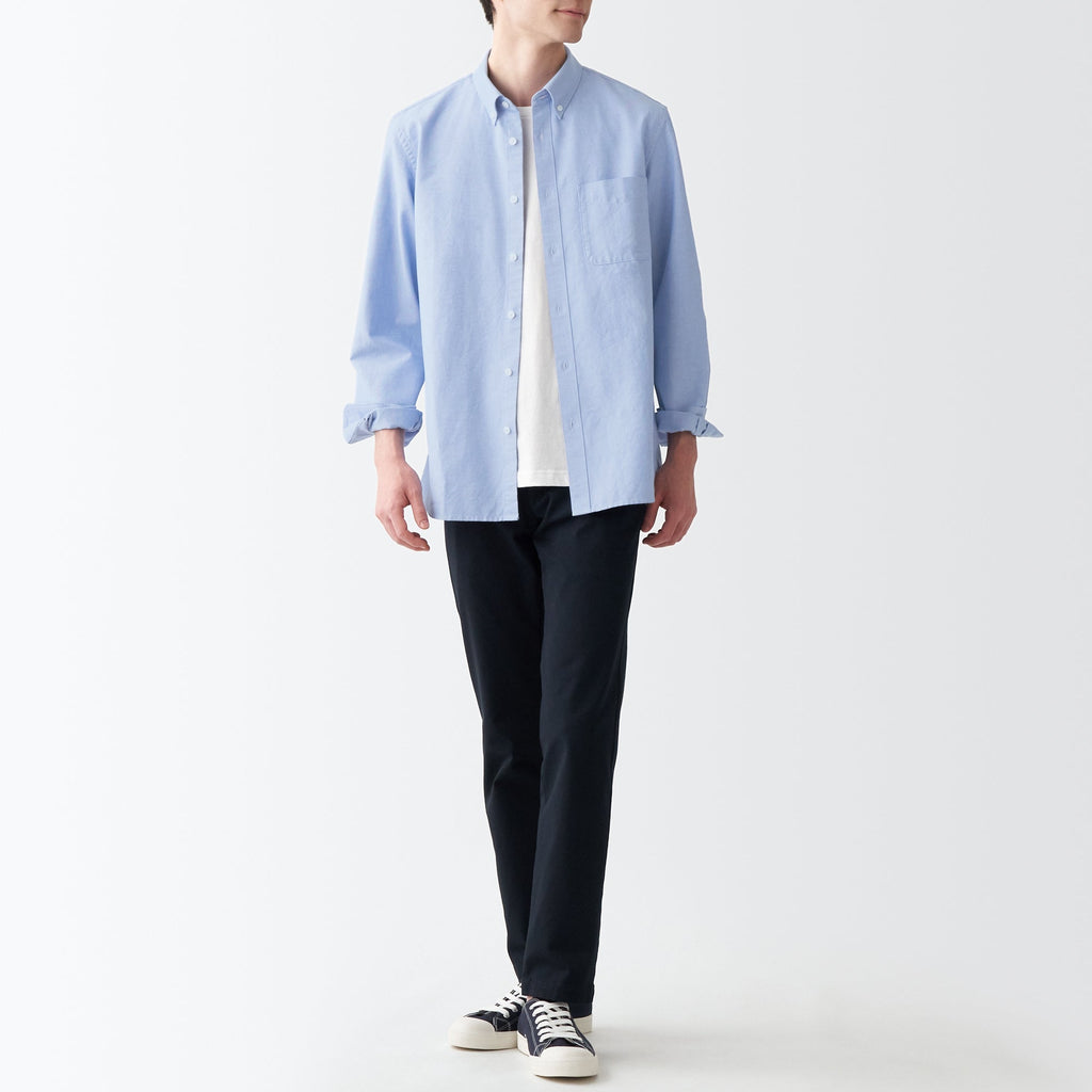 Men's Washed Oxford Collared Long Sleeve Button Down Shirt