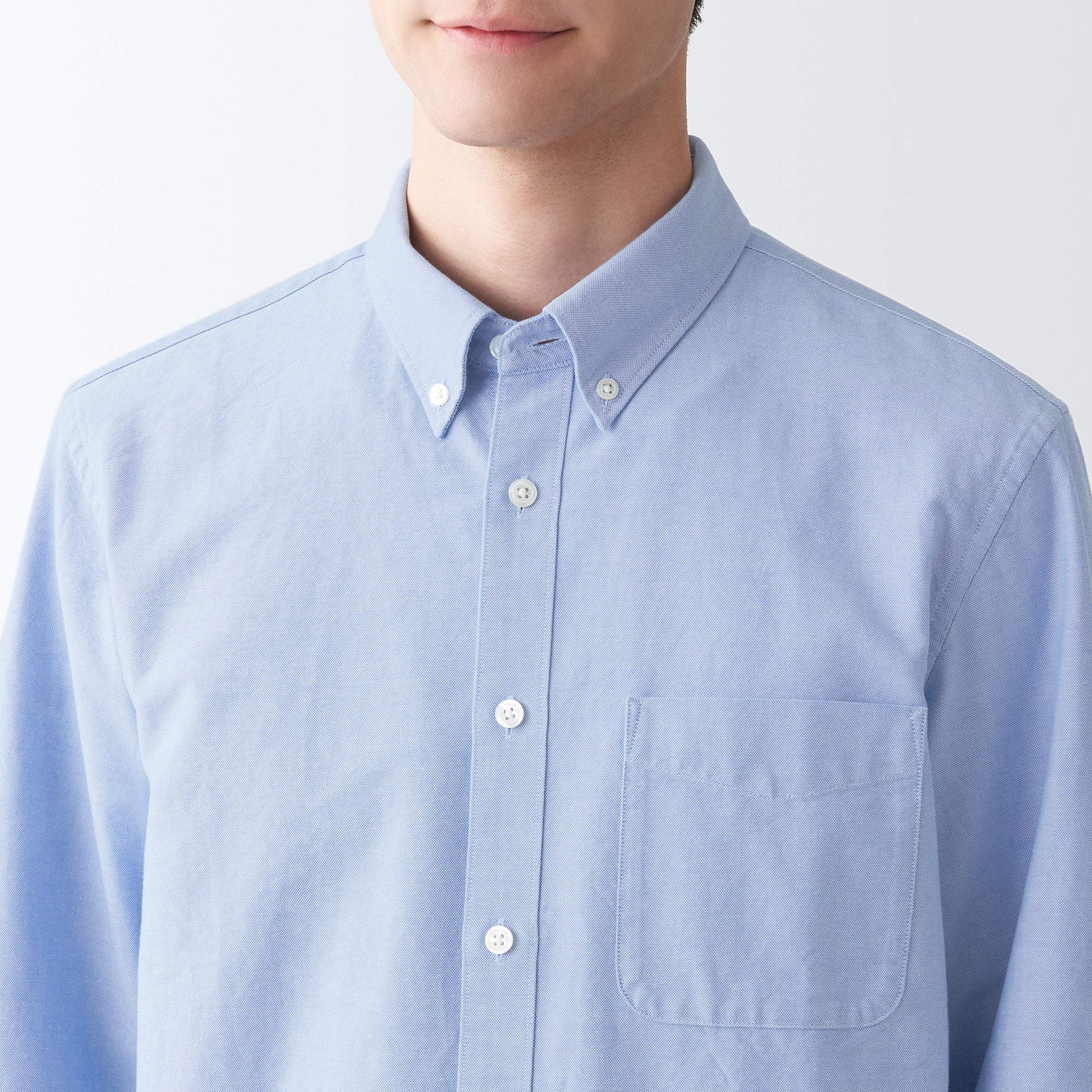 Men's Washed Oxford Collared Long Sleeve Button Down Shirt