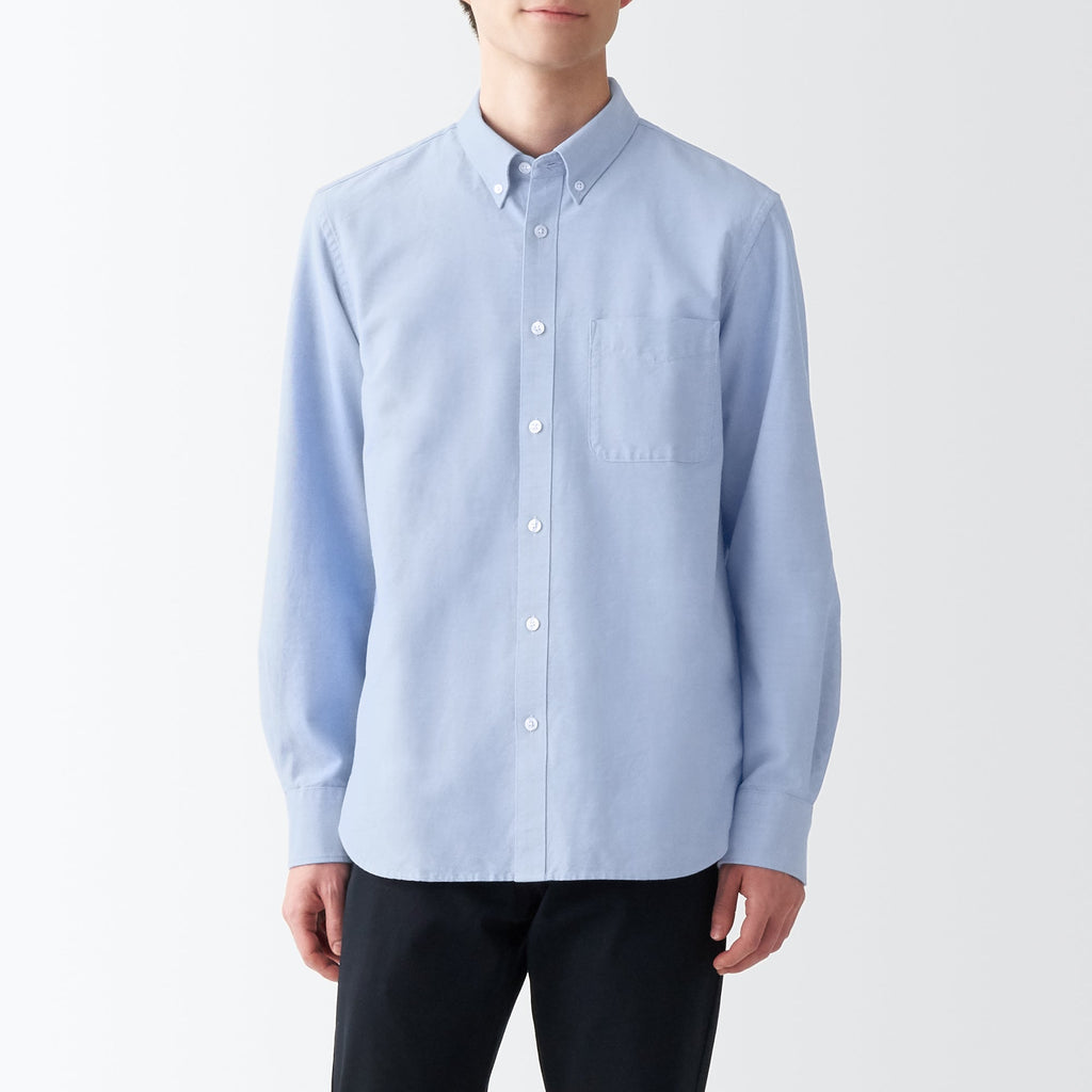 Men's Washed Oxford Collared Long Sleeve Button Down Shirt