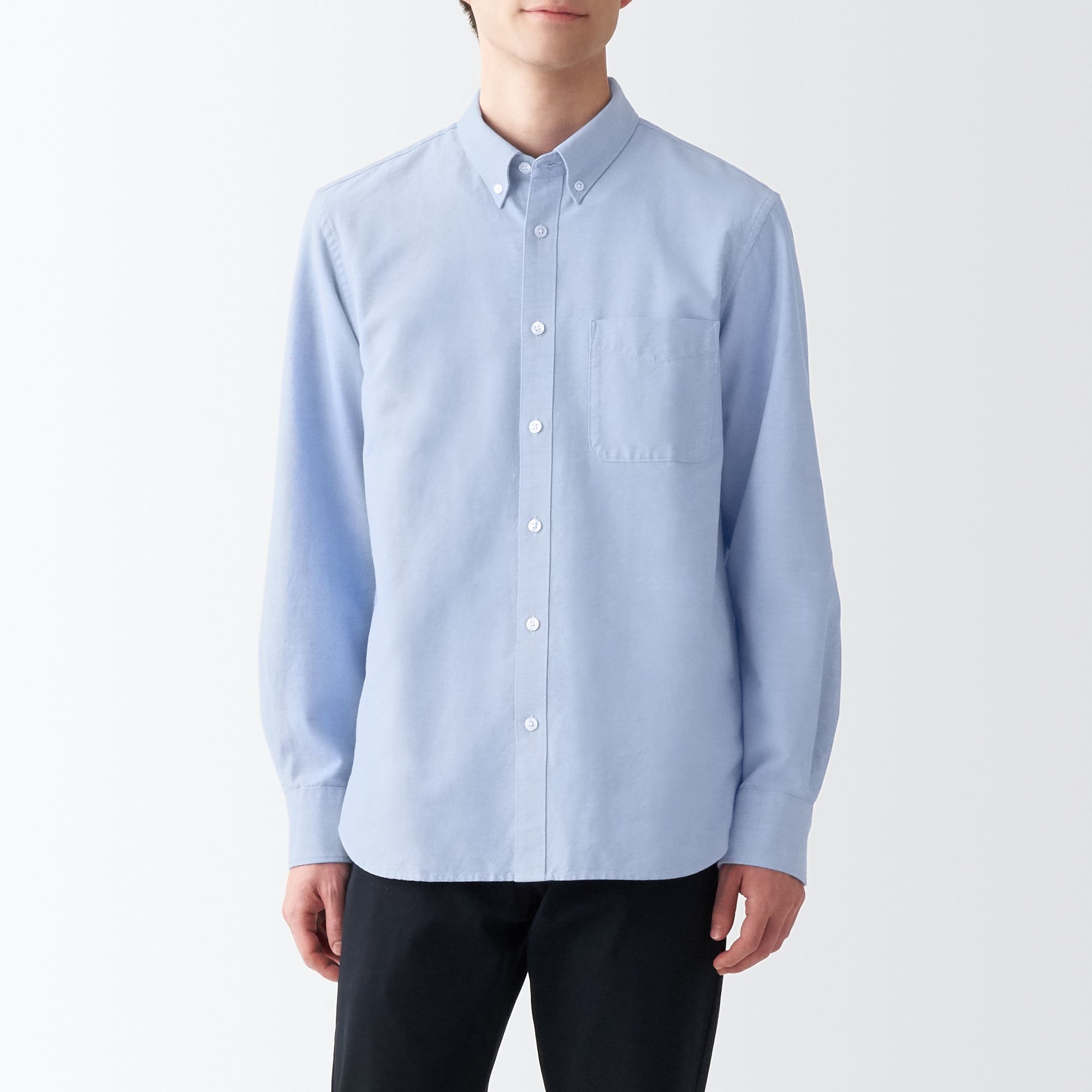 Men's Washed Oxford Collared Long Sleeve Button Down Shirt
