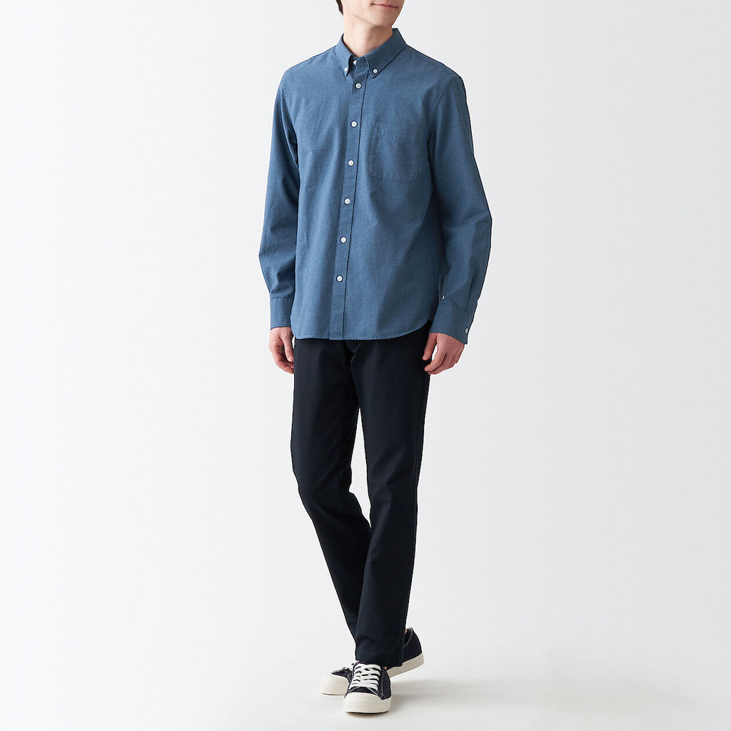 Men's Washed Oxford Collared Long Sleeve Button Down Shirt