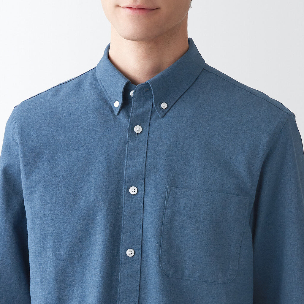Men's Washed Oxford Collared Long Sleeve Button Down Shirt