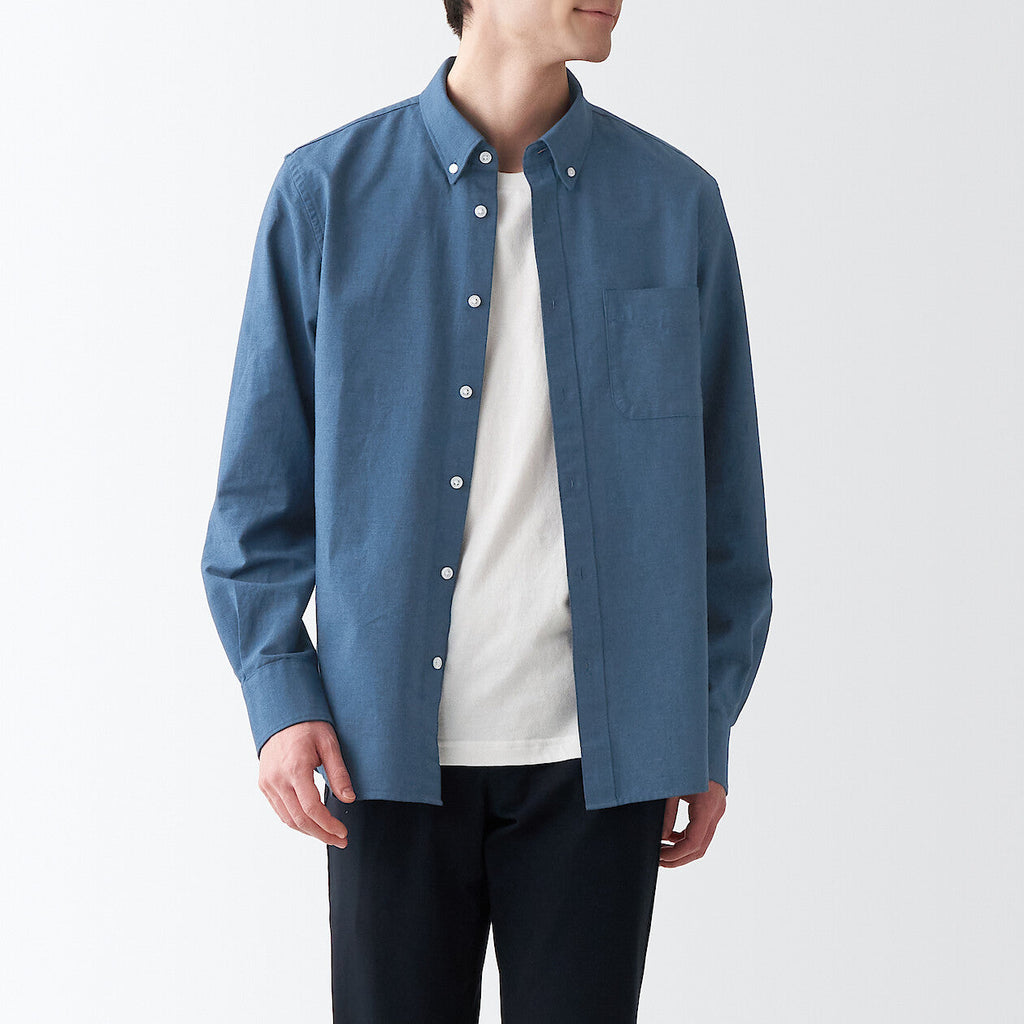 Men's Washed Oxford Collared Long Sleeve Button Down Shirt