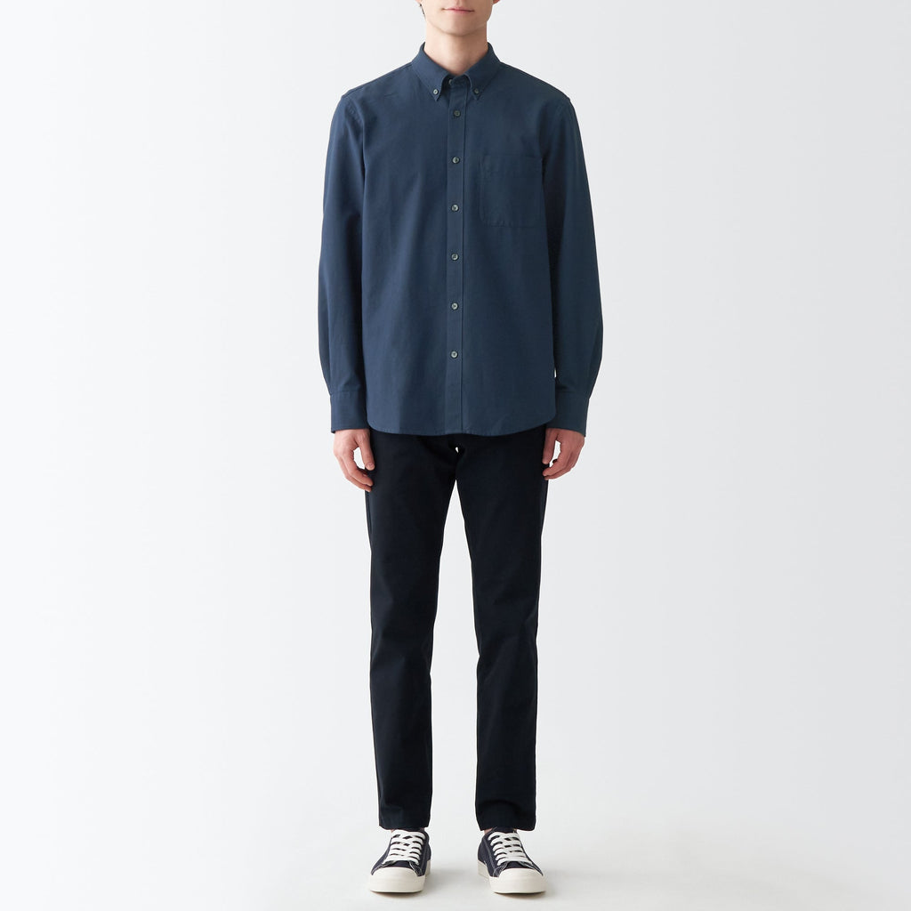 Men's Washed Oxford Collared Long Sleeve Button Down Shirt
