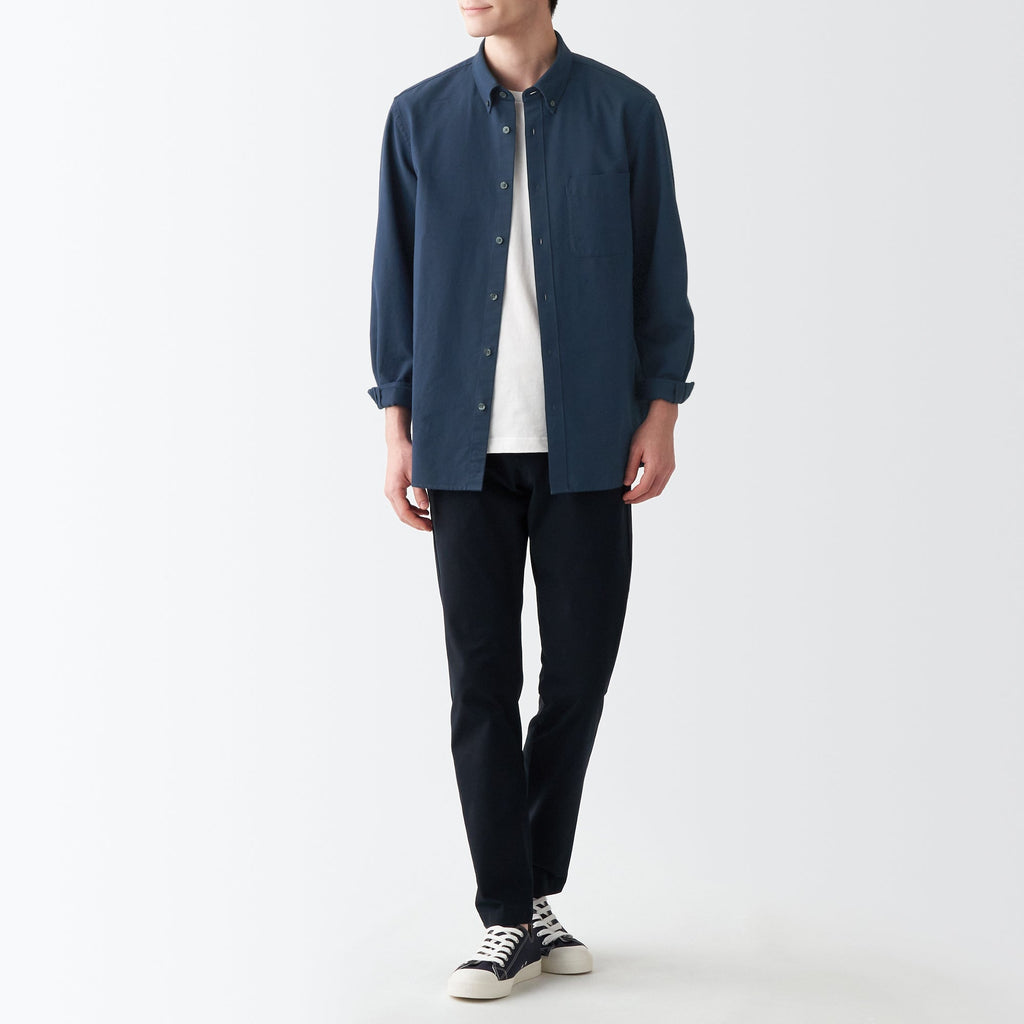 Men's Washed Oxford Collared Long Sleeve Button Down Shirt