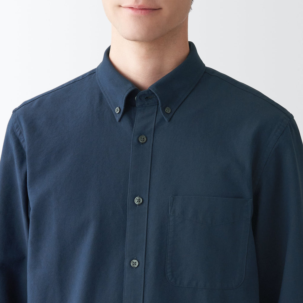 Men's Washed Oxford Collared Long Sleeve Button Down Shirt