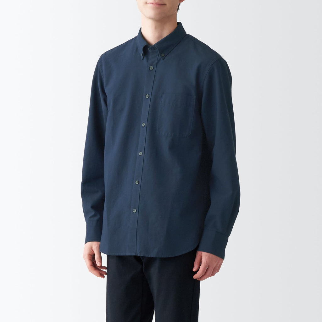 Men's Washed Oxford Collared Long Sleeve Button Down Shirt