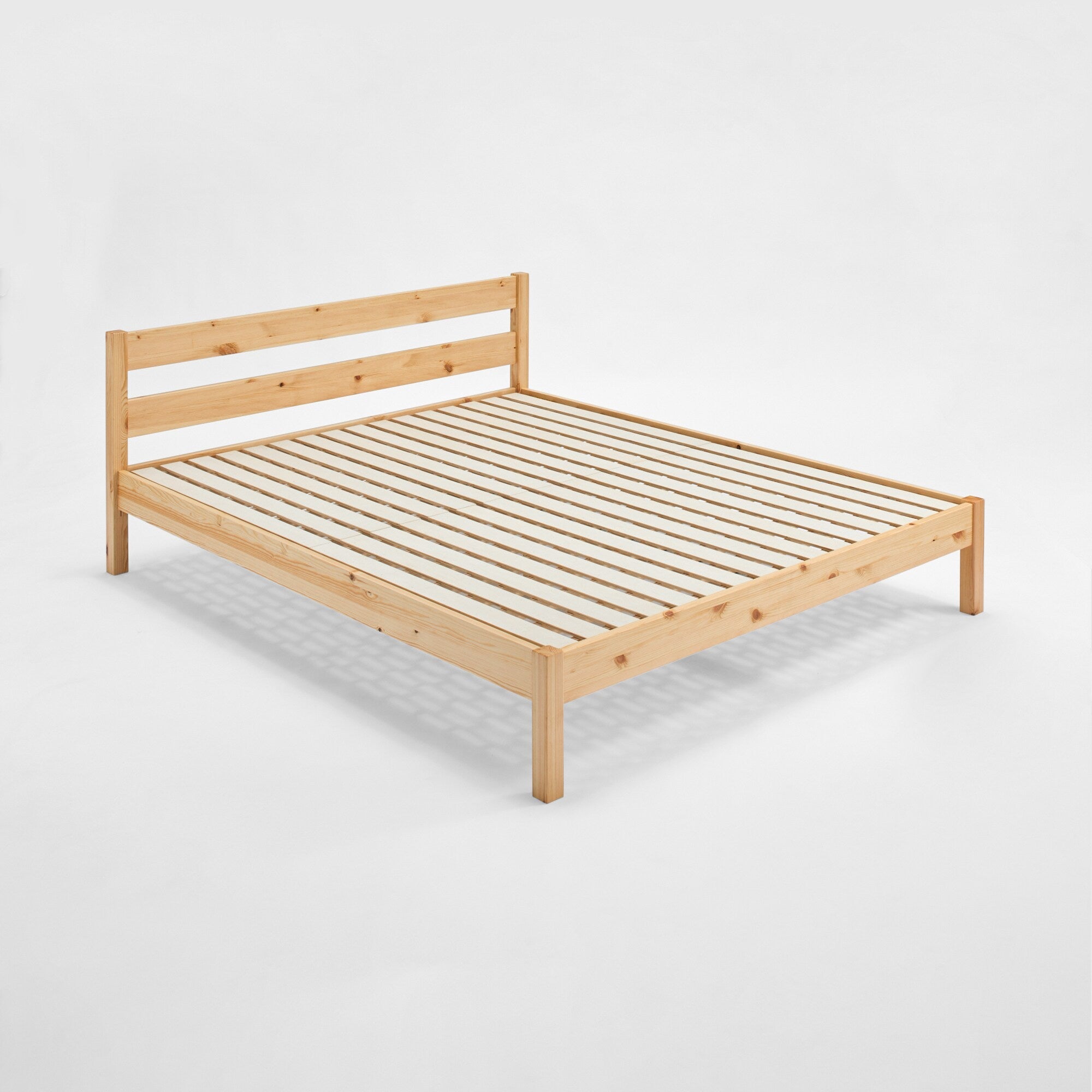 [HD] Pine Wooden Bed - Queen