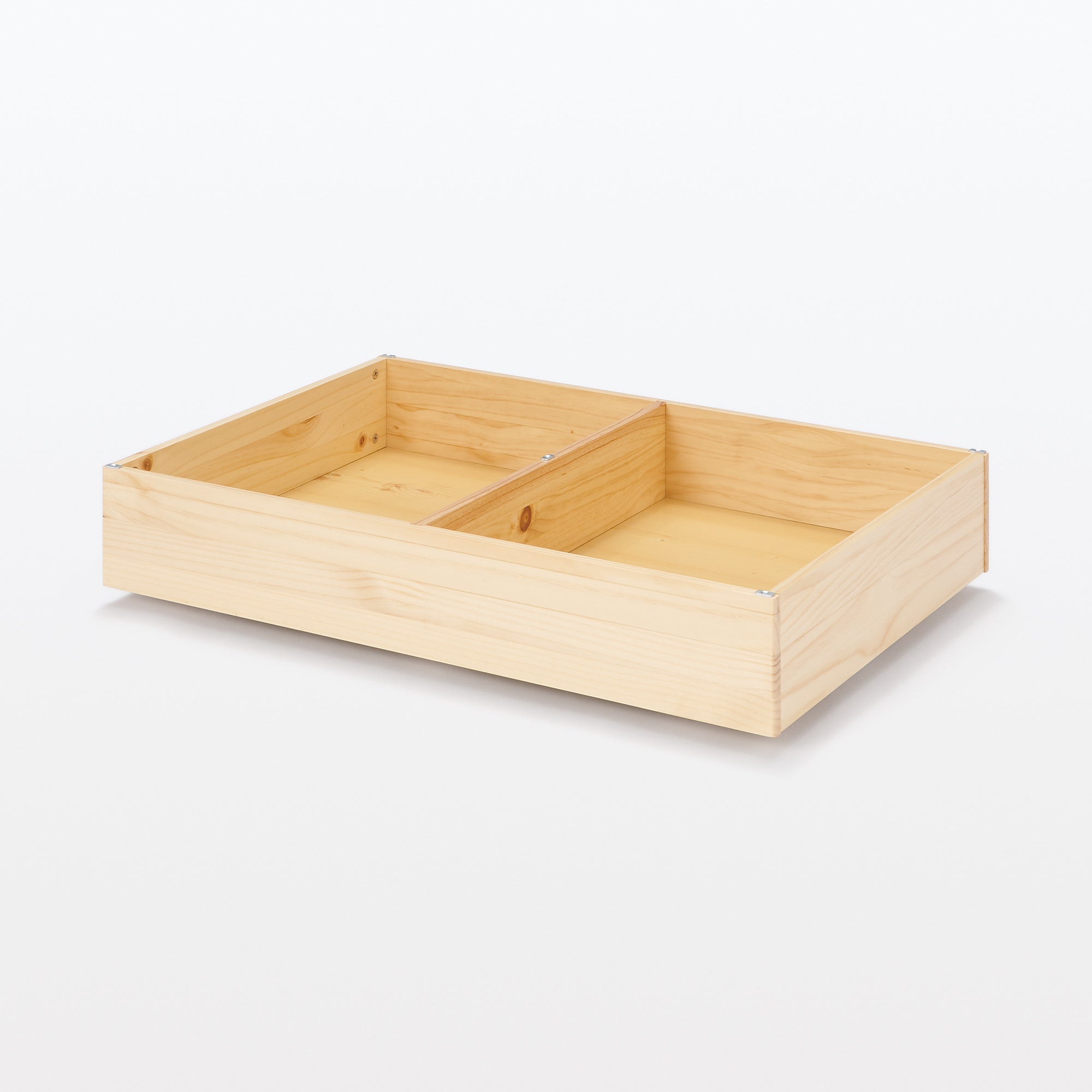 [HD] Pine Wooden Bed Storage Box with Divider