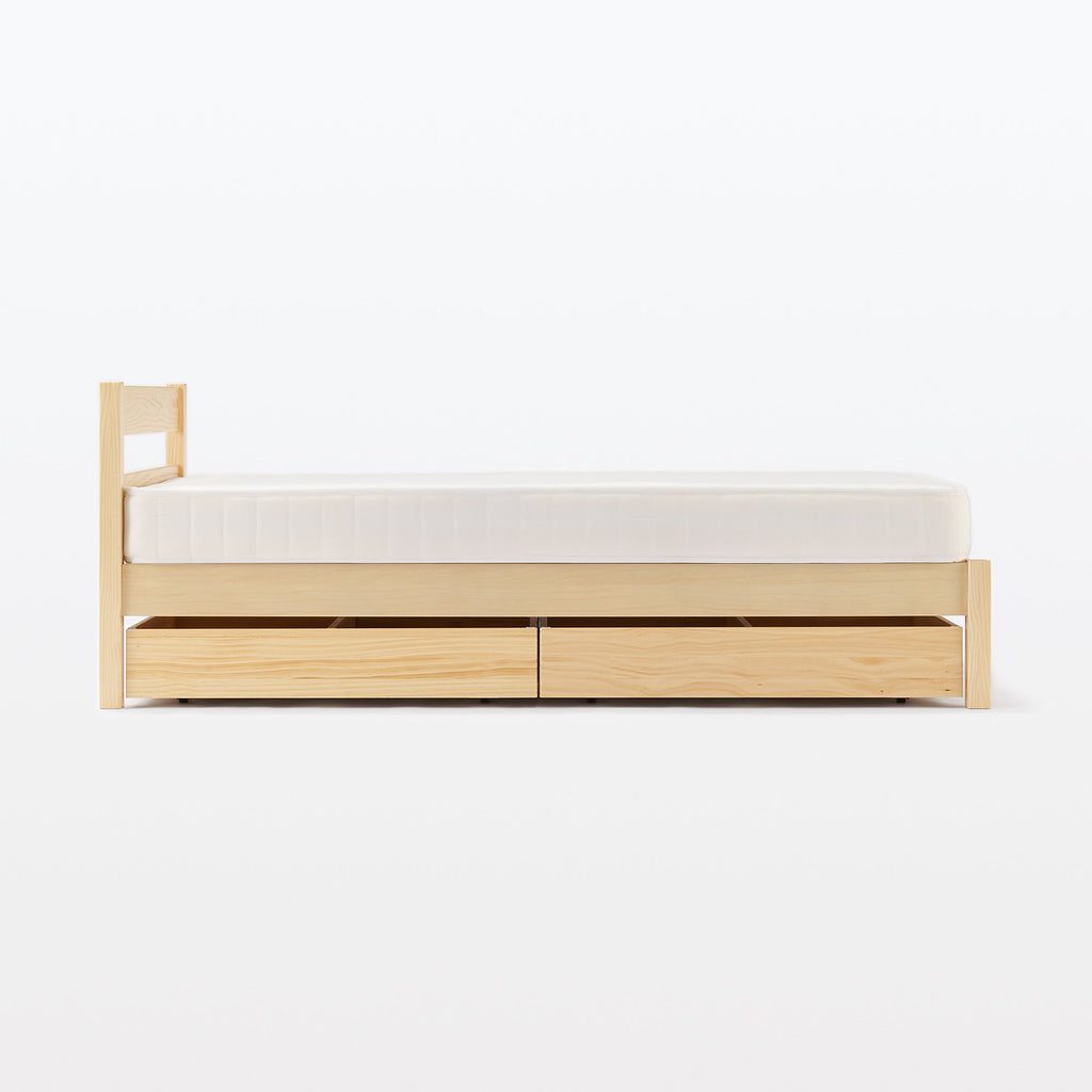 [HD] Pine Wooden Bed Storage Box with Divider