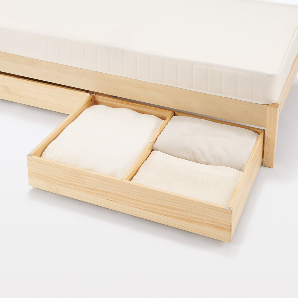 [HD] Pine Wooden Bed Storage Box with Divider