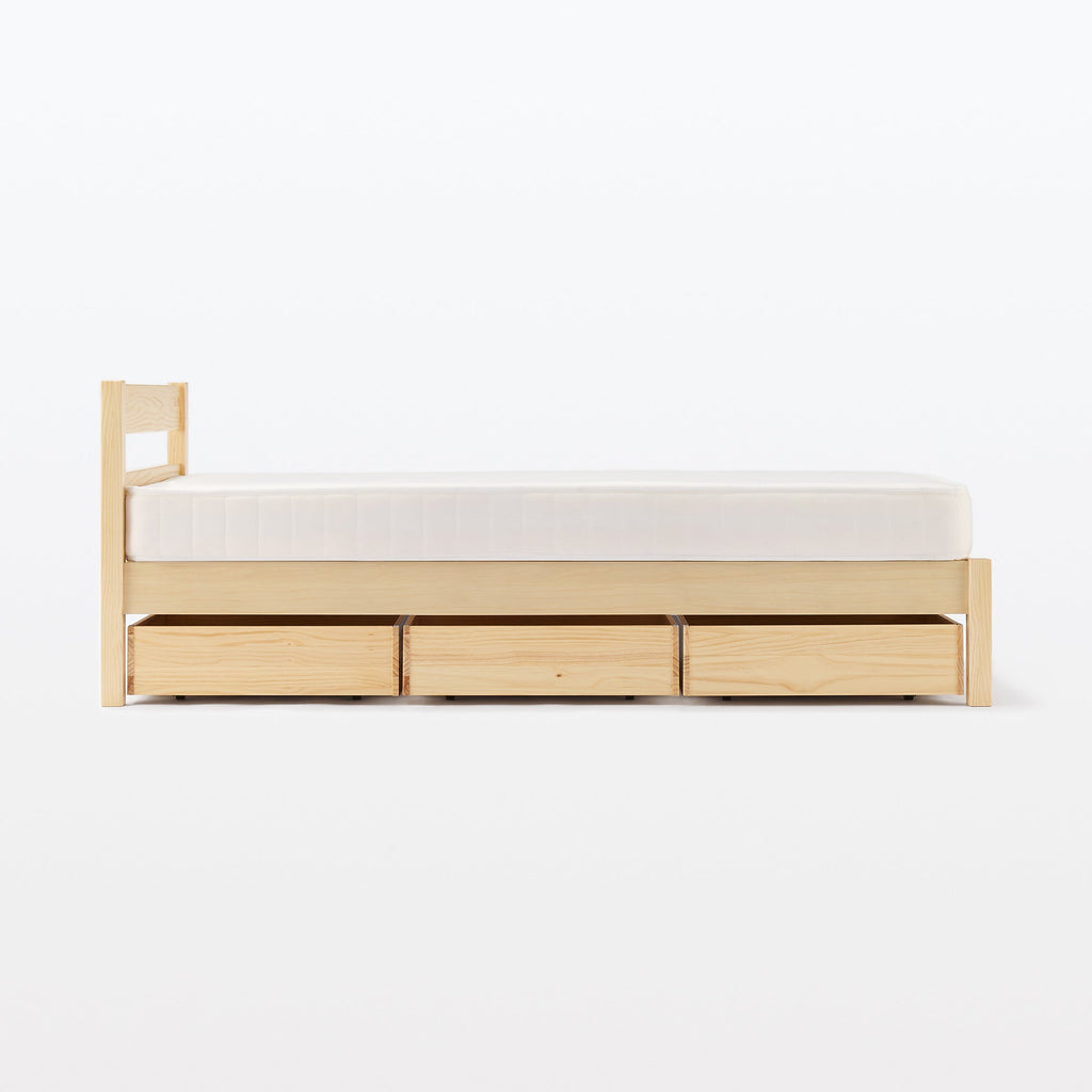 [HD] Pine Wooden Bed Storage Box with Divider