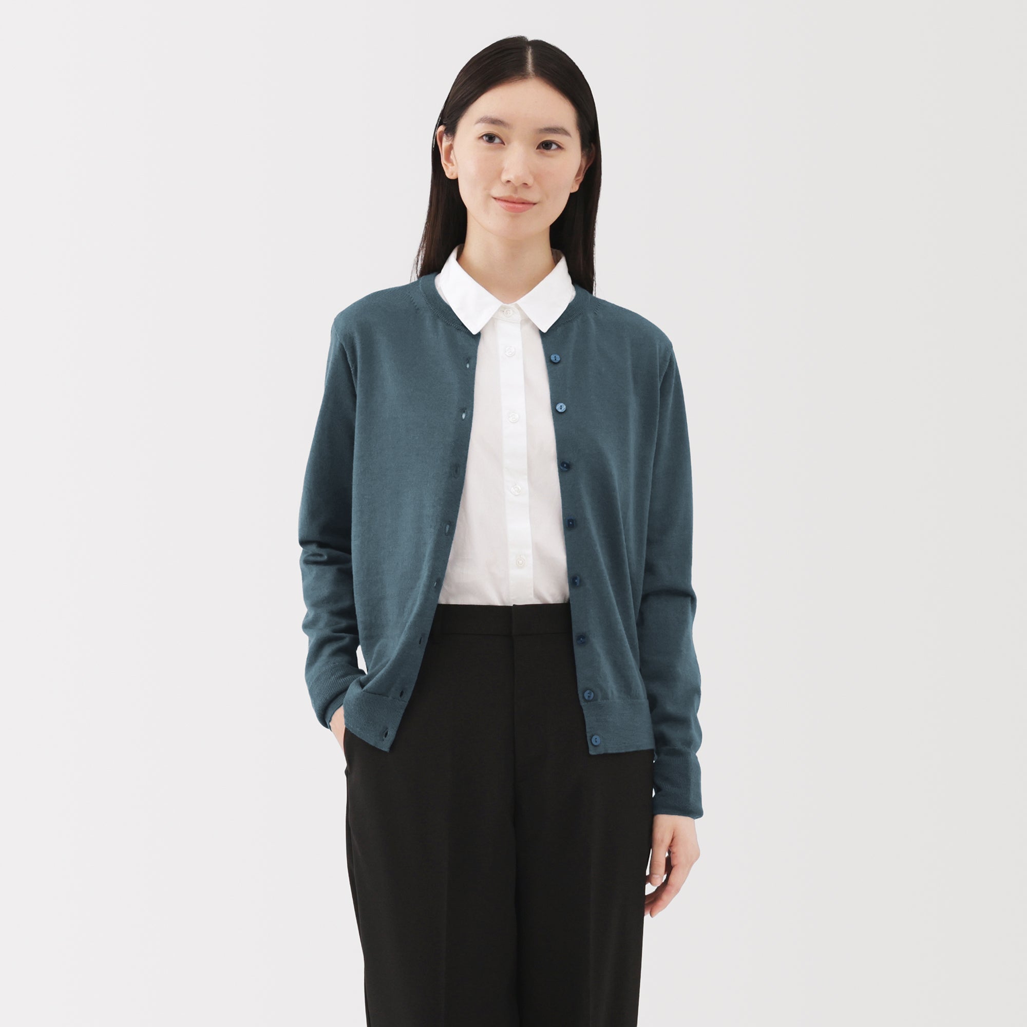 Wool Crewneck Cardigan