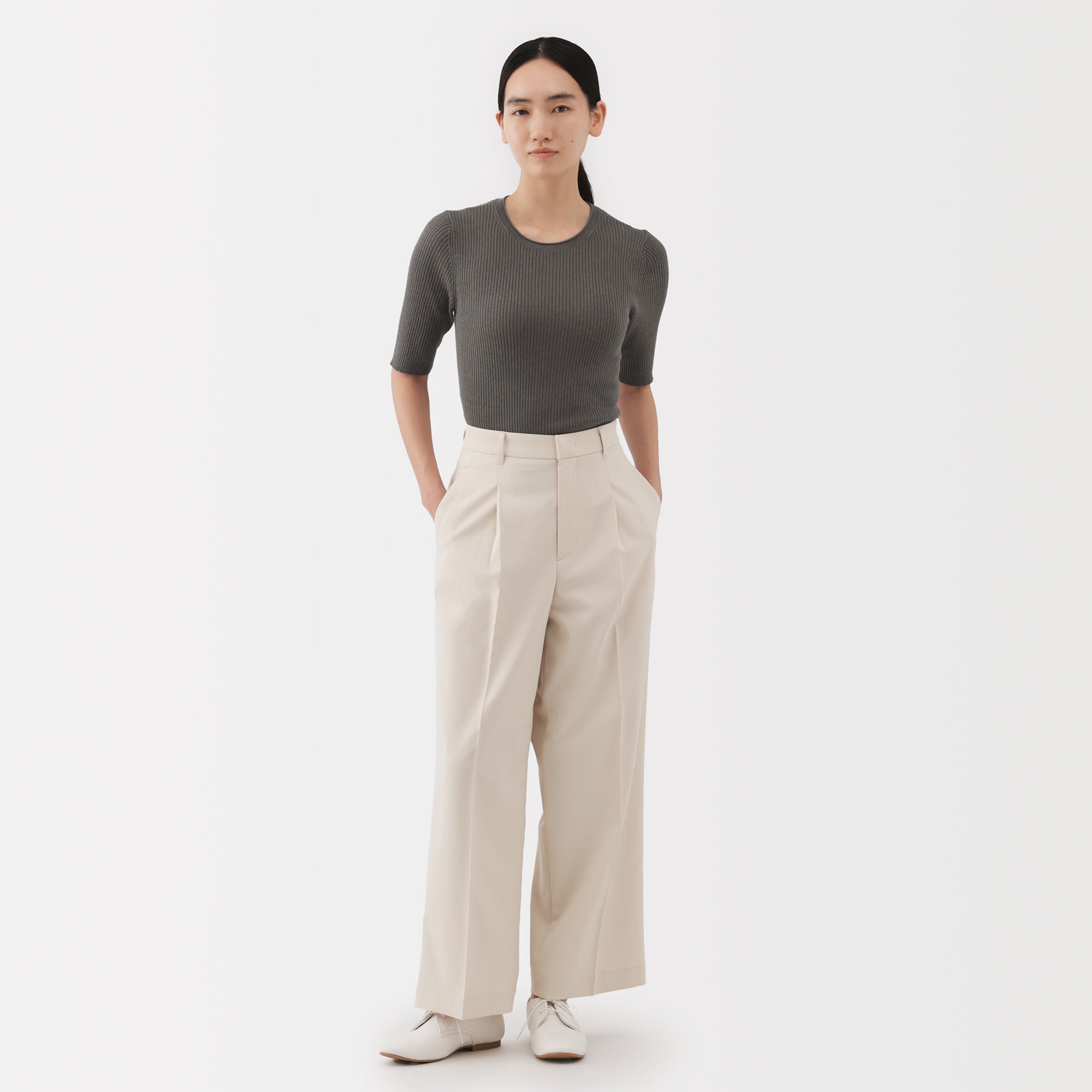 Lyocell Blend Half Sleeve Sweater