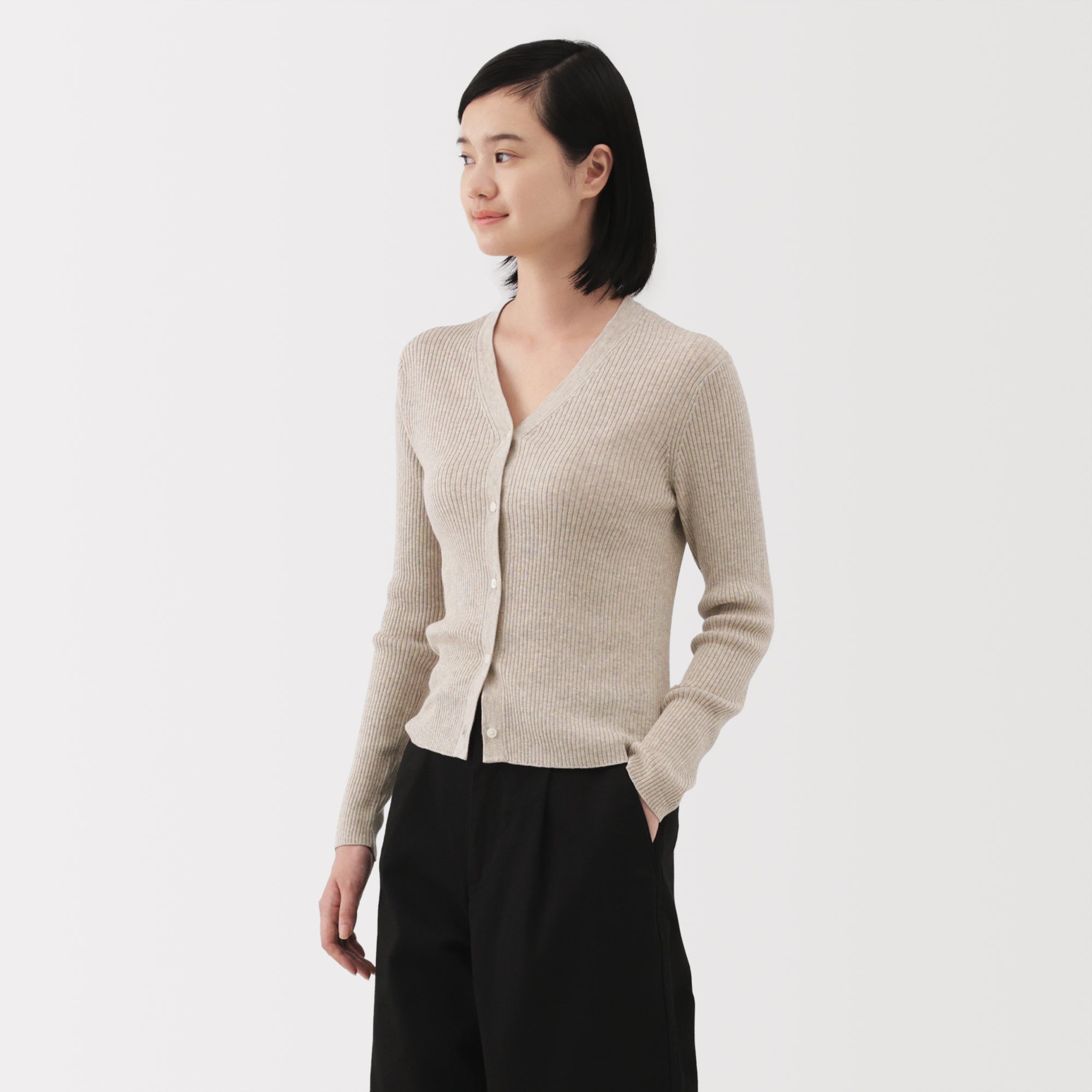 Lyocell Blend V-Neck Cardigan