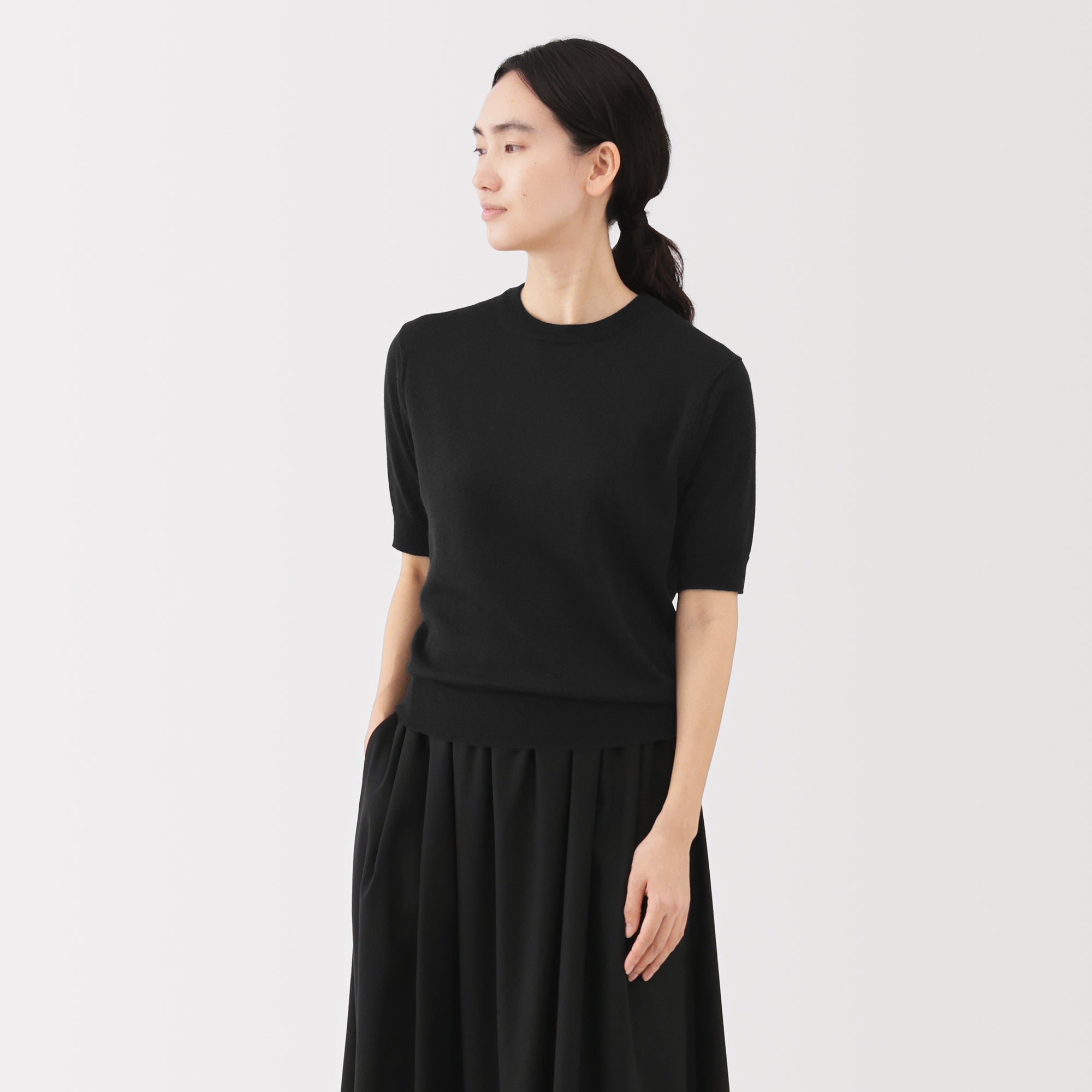 Wool Half Sleeve Sweater