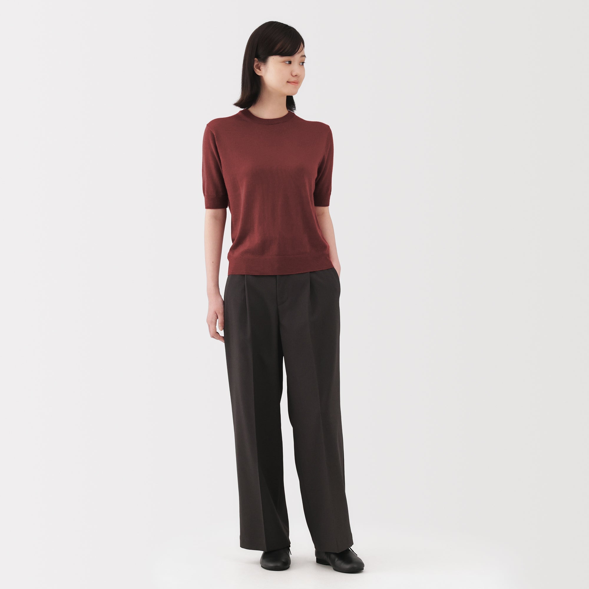 Wool Half Sleeve Sweater
