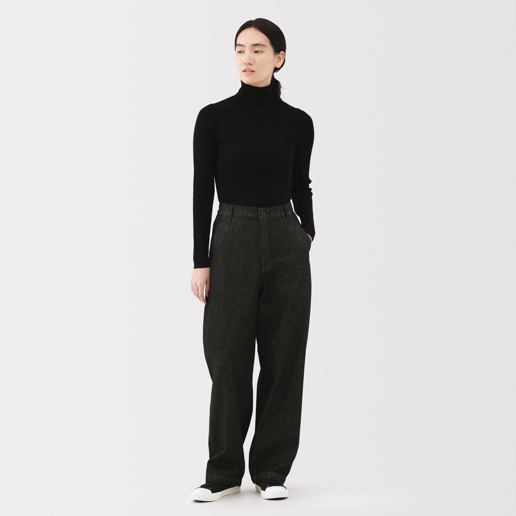 Kapok Blend Denim Wide Tapered Pants