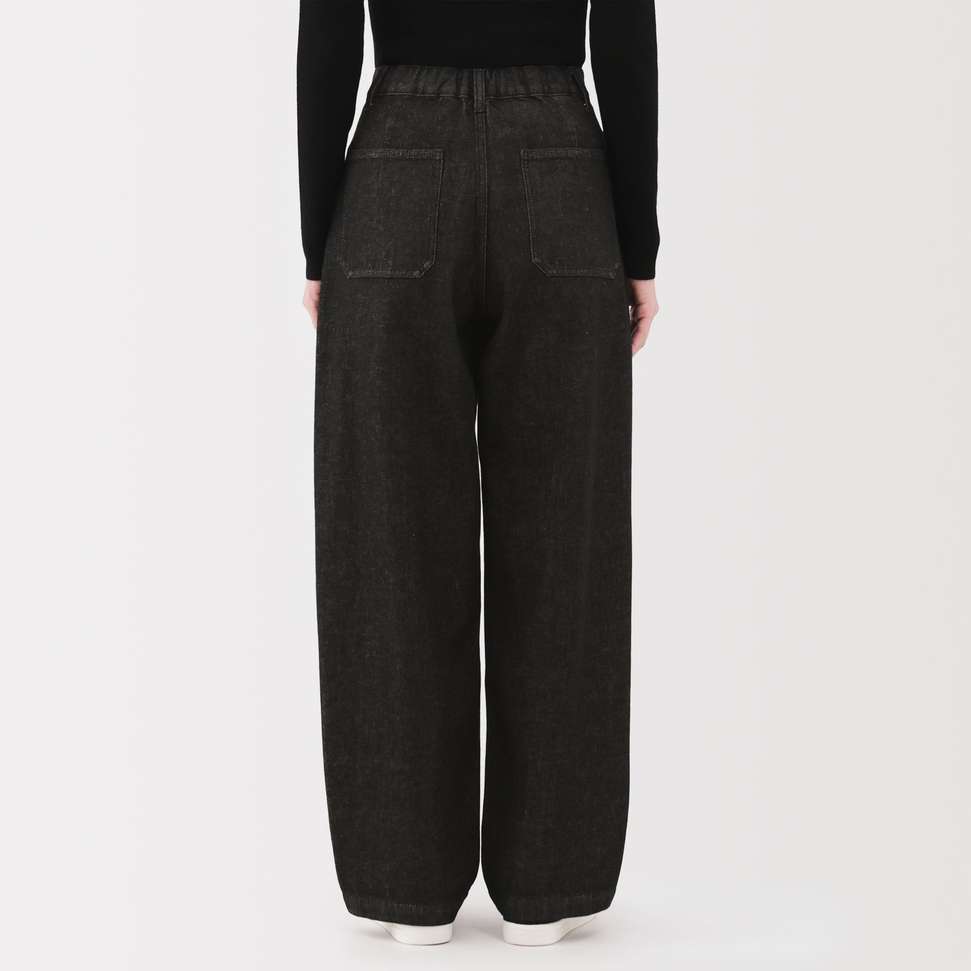 Kapok Blend Denim Wide Tapered Pants