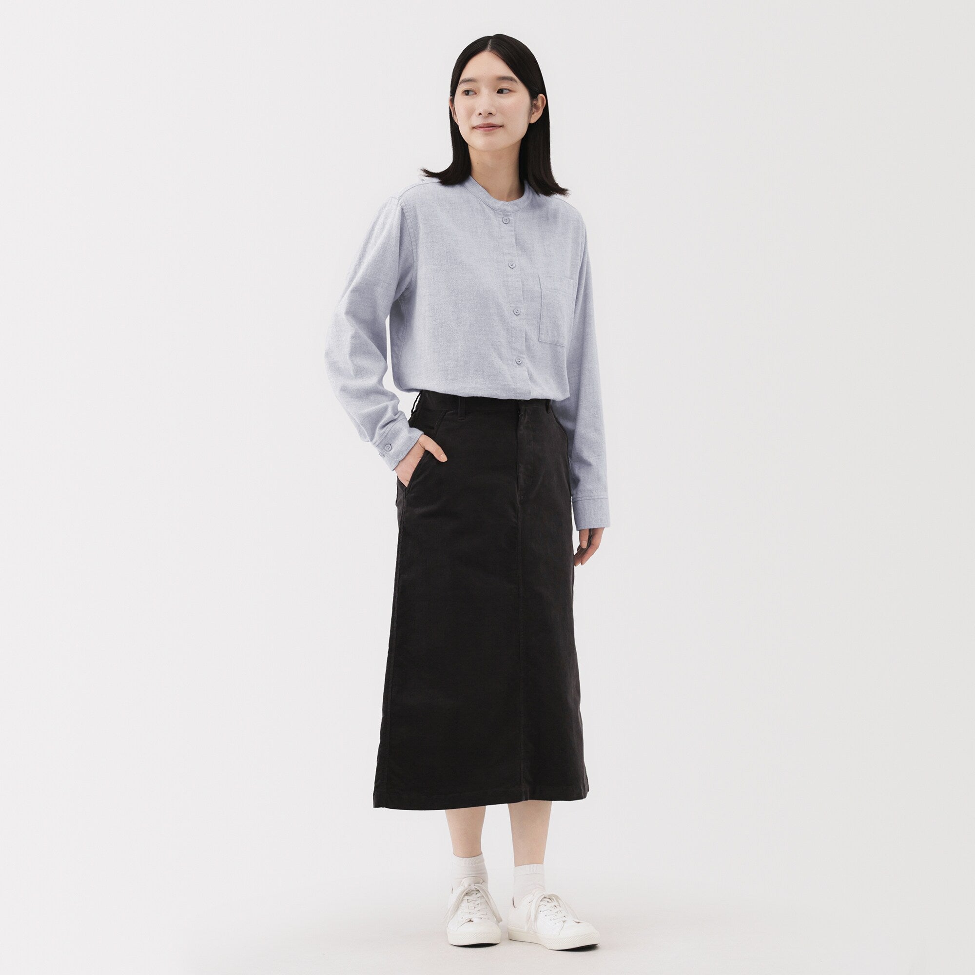Flannel Stand Collar Shirt