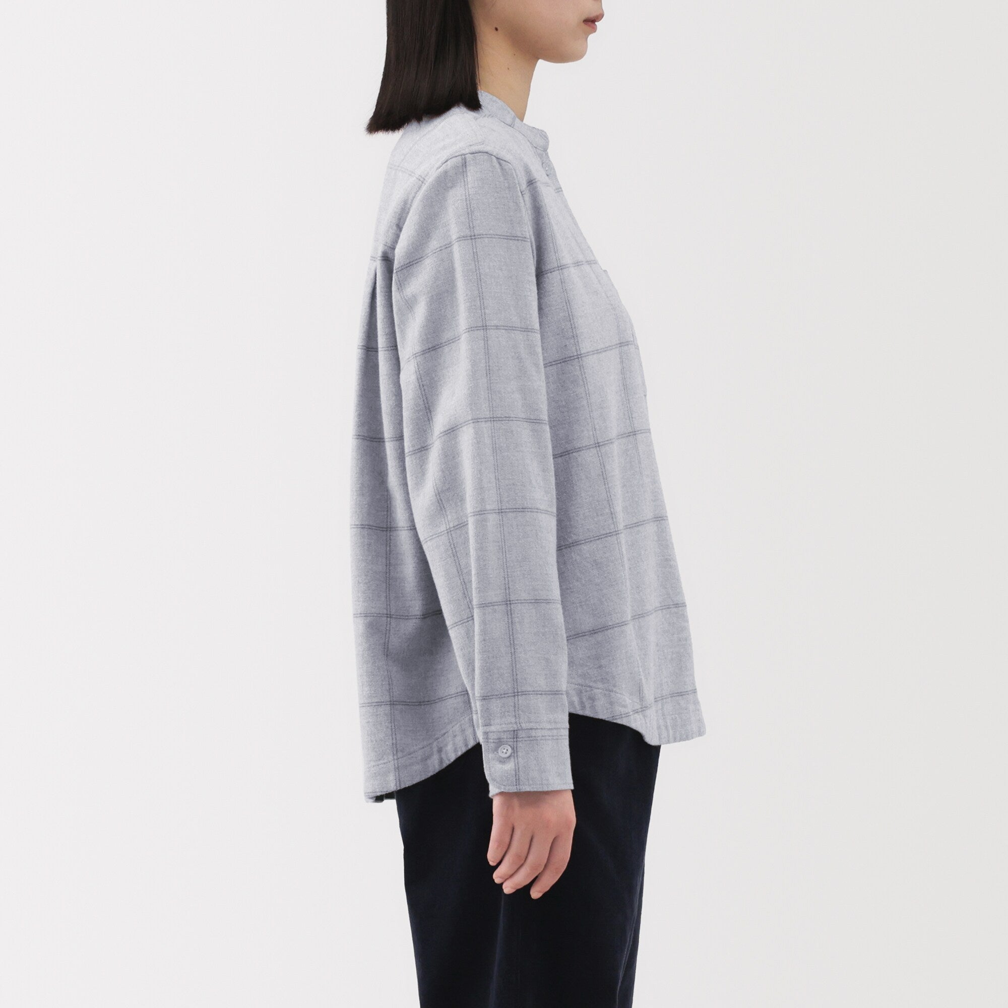 Flannel Stand Collar Shirt