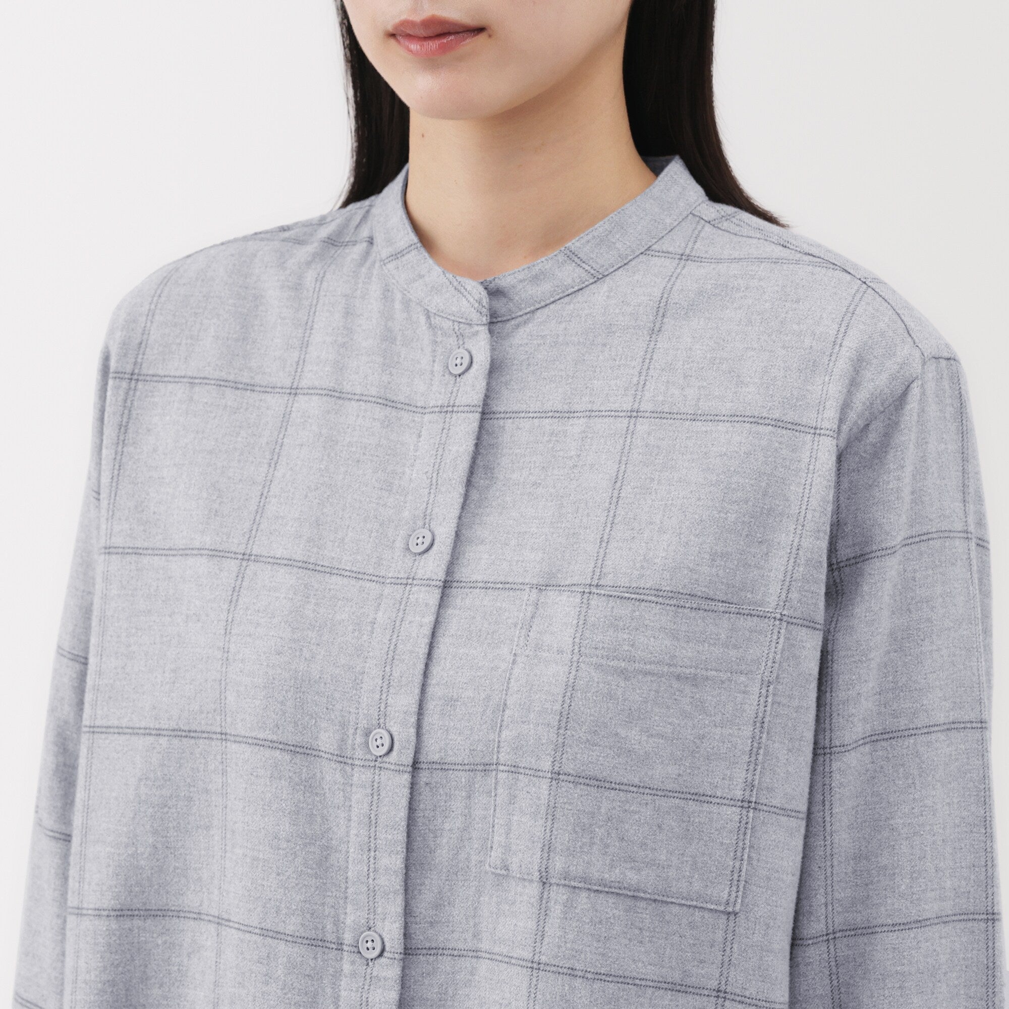 Flannel Stand Collar Shirt