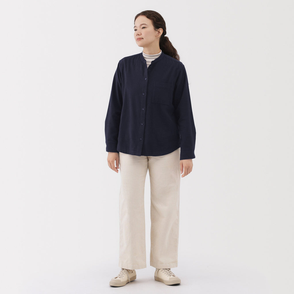 Flannel Stand Collar Shirt