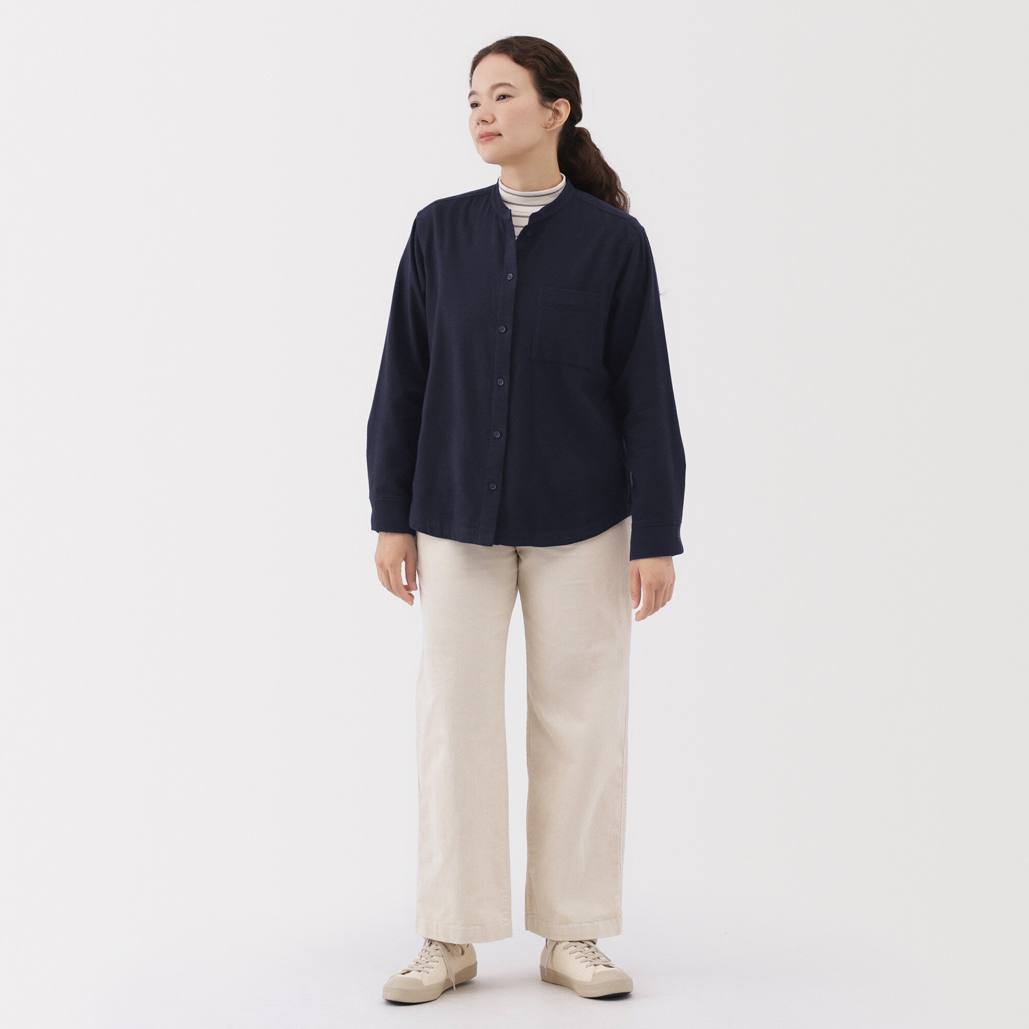 Flannel Stand Collar Shirt