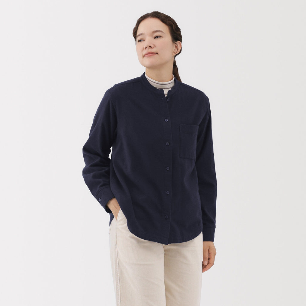 Flannel Stand Collar Shirt