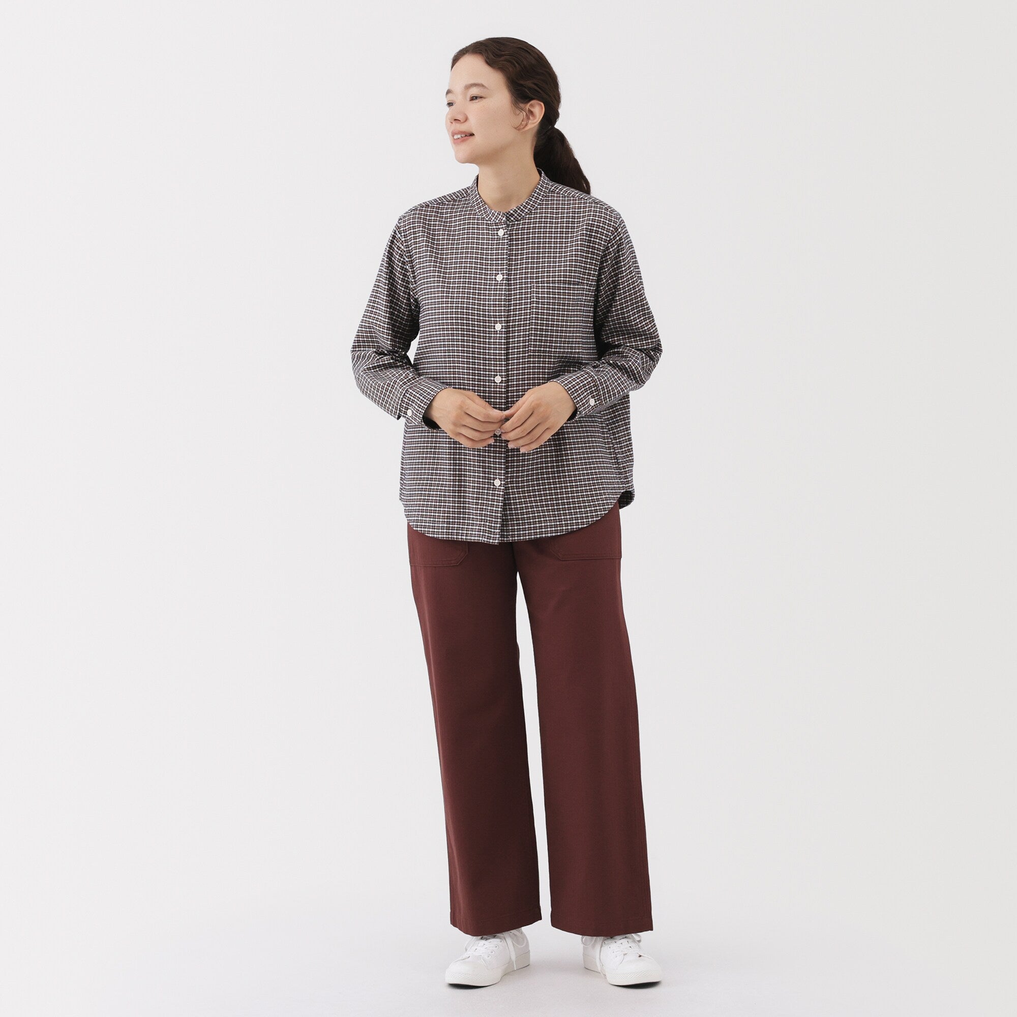 Flannel Stand Collar Shirt