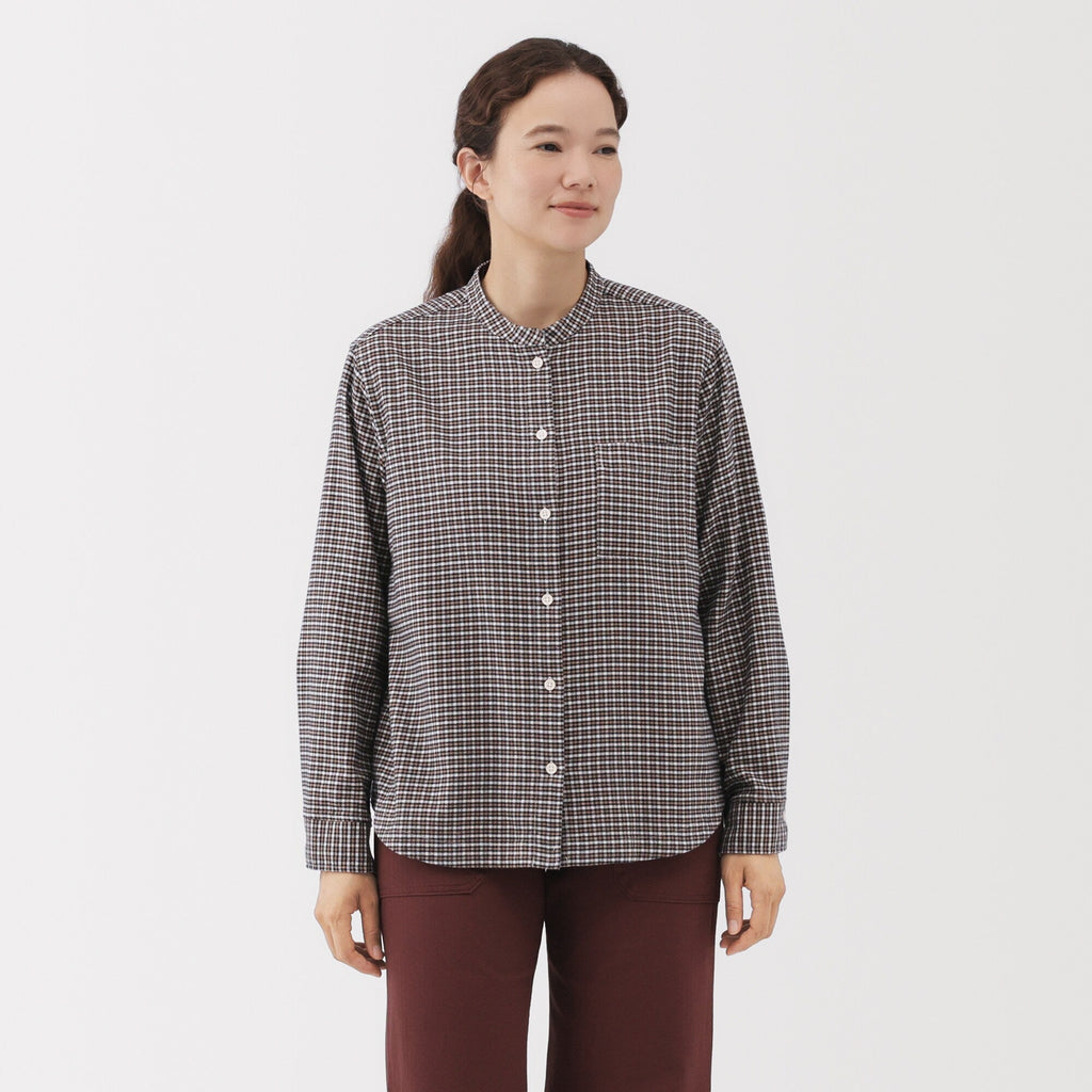 Flannel Stand Collar Shirt