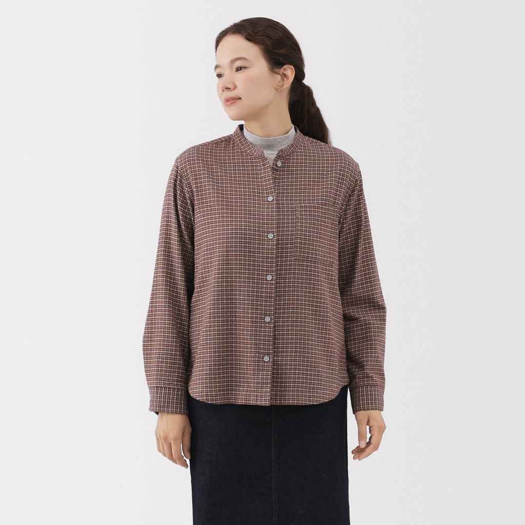 Flannel Stand Collar Shirt